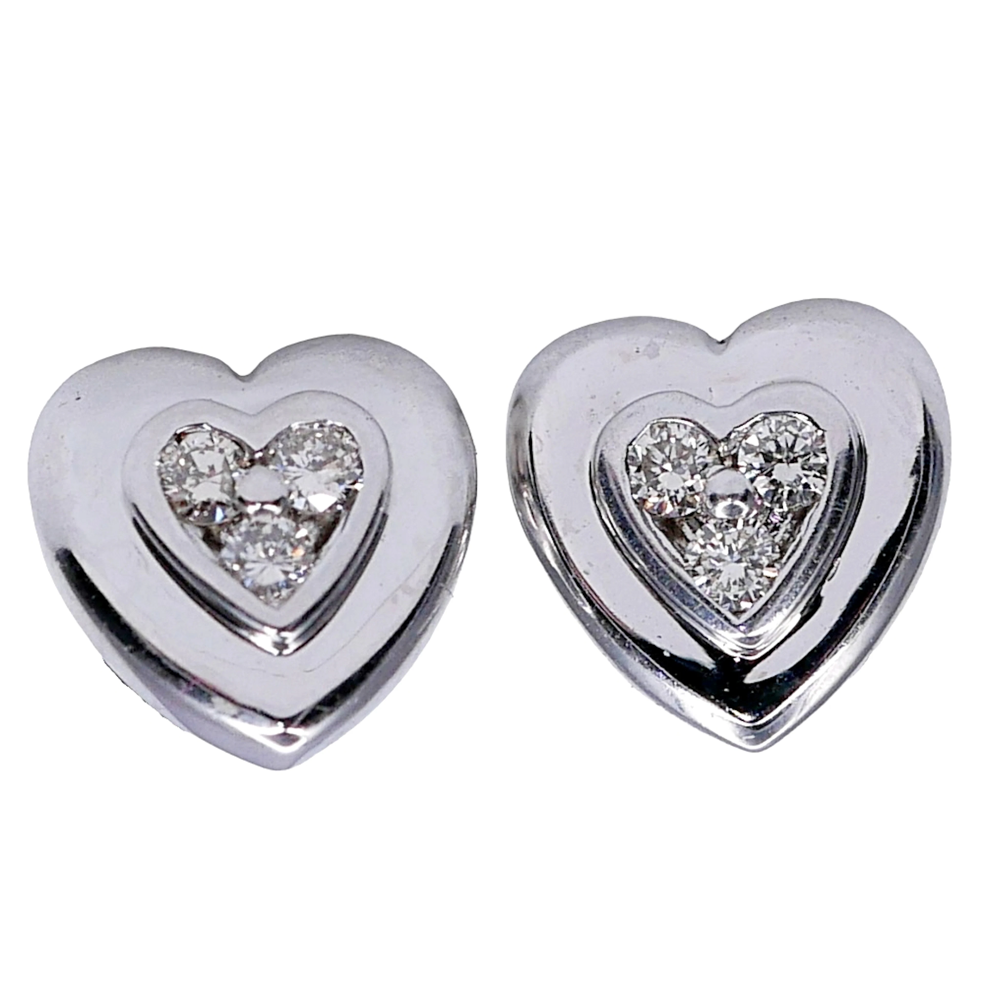 Vintage Diamond Heart Gold Earrings