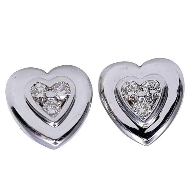 Vintage Diamond Heart Gold Earrings