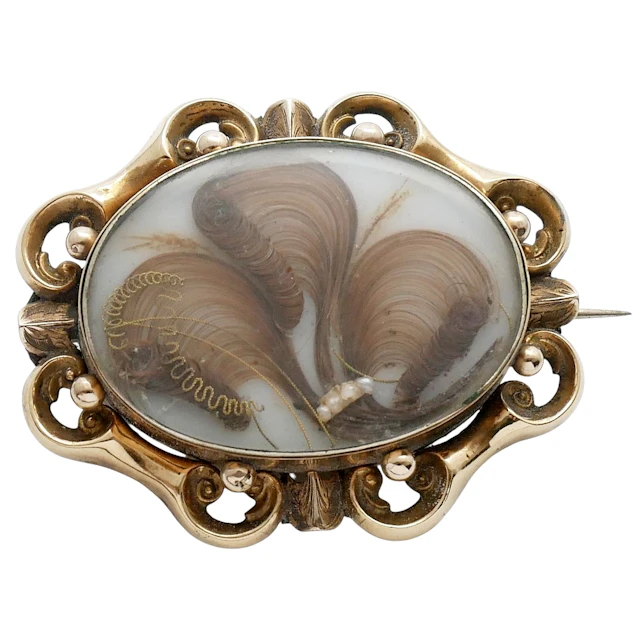 Victorian Gold Hair Memorial Brooch