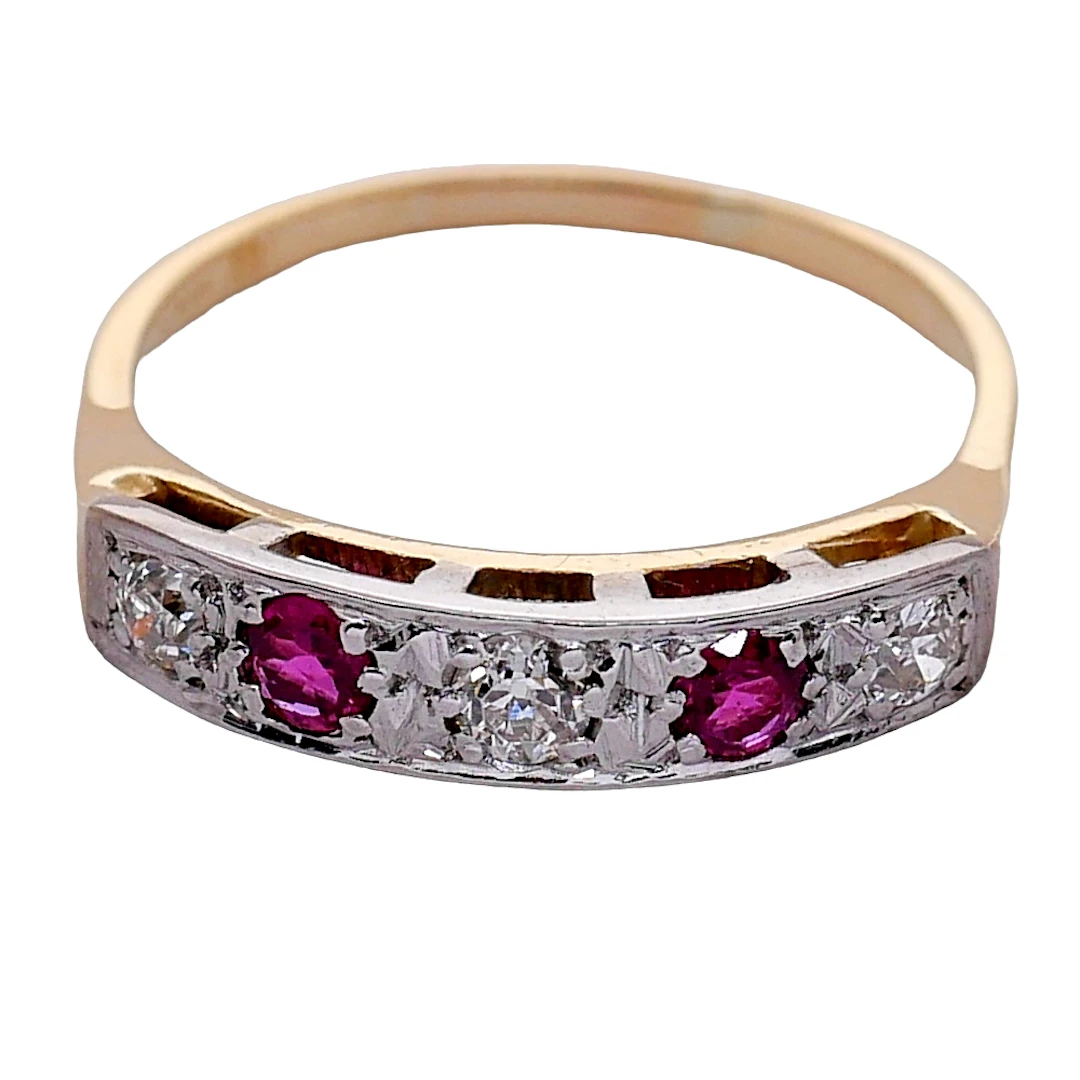 Antique Ruby and Diamond Eternity Ring