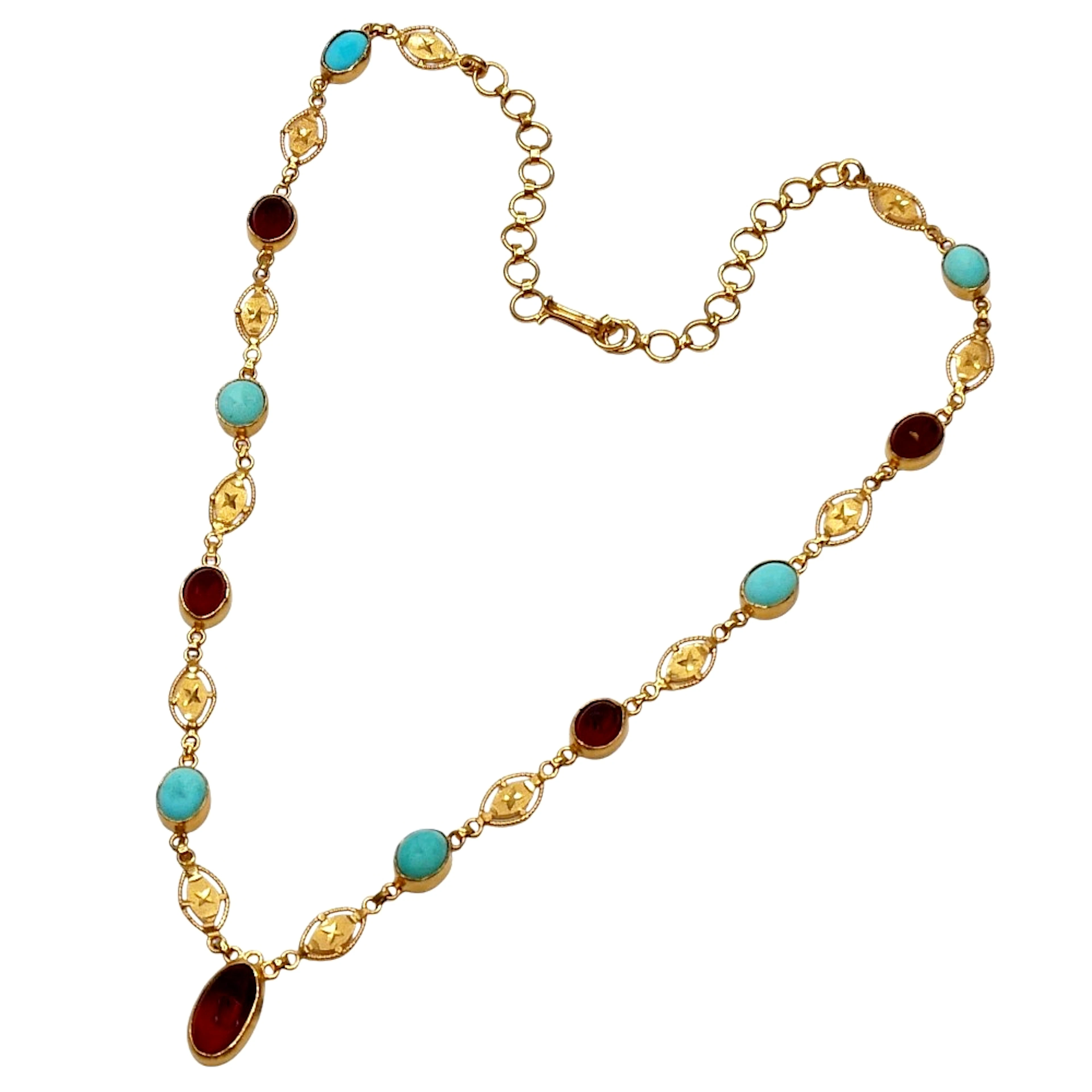 Cornelian Turquoise Gold Necklace