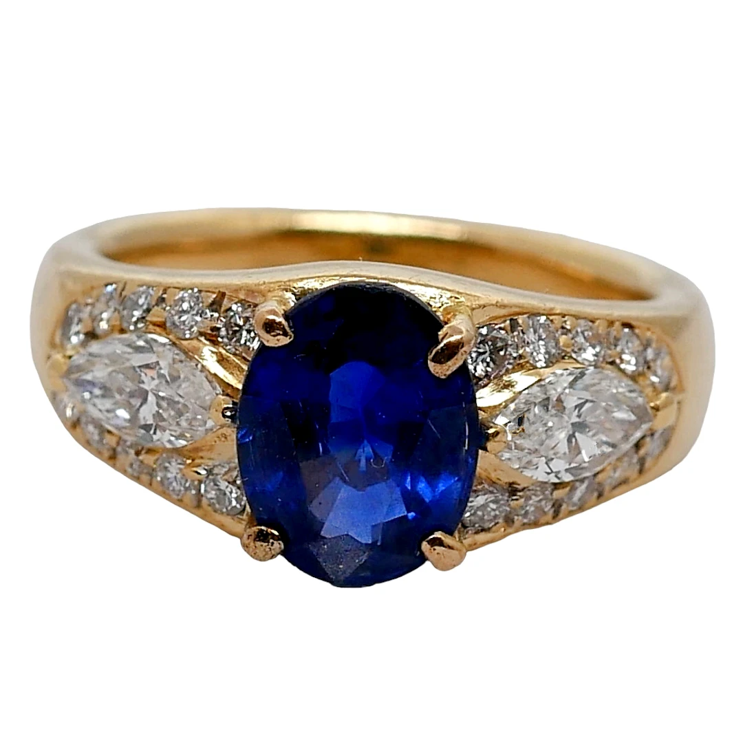 Burmese Sapphire and Diamond Ring
