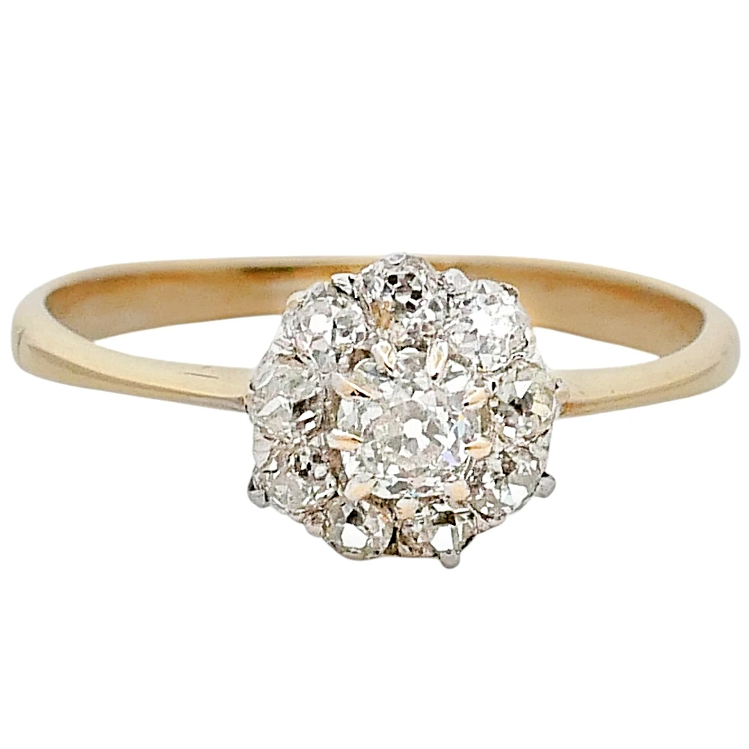 Antique Diamond Cluster Gold Ring