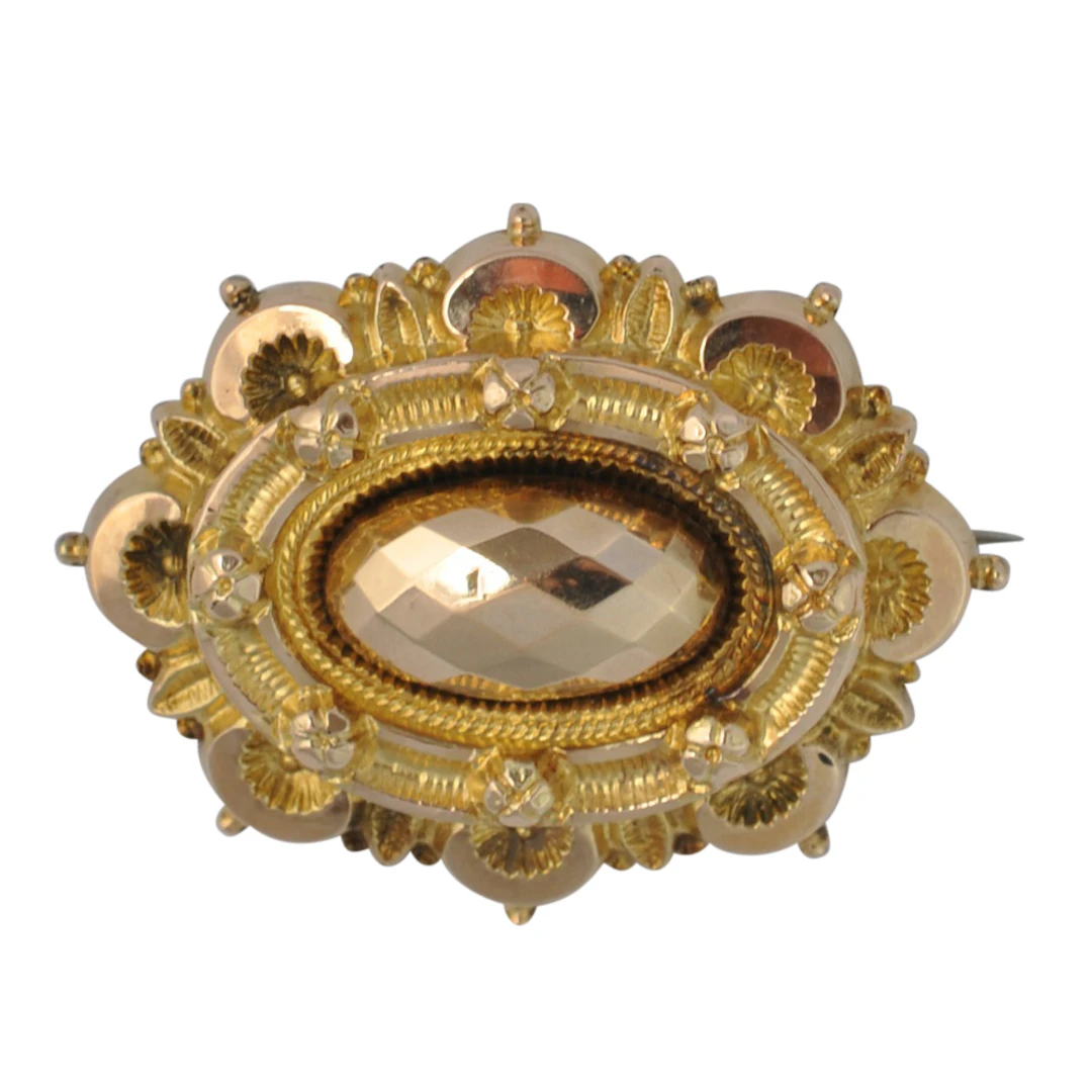 Victorian Mourning Brooch Gold Plated