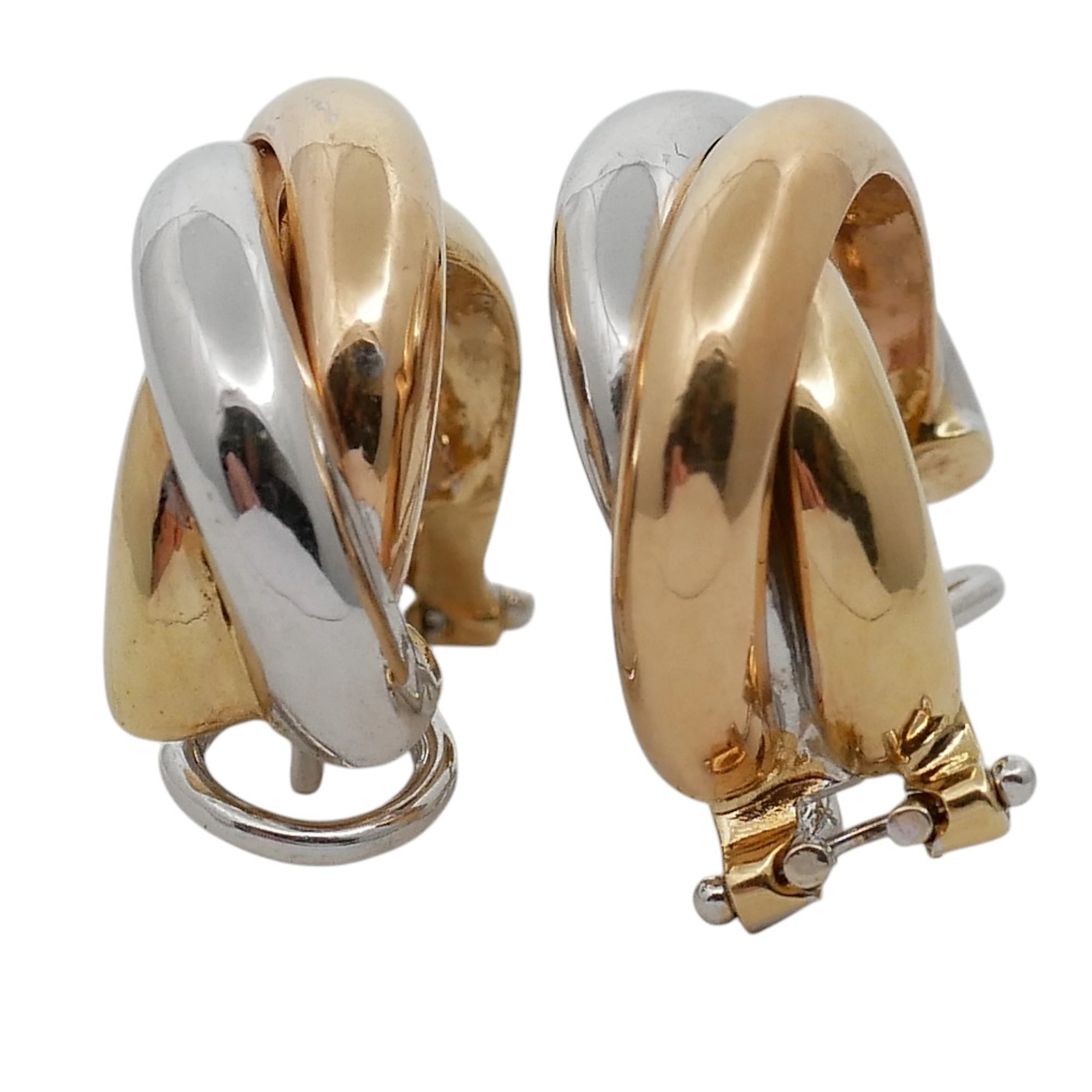 Vintage 3 Colour Gold Hoop Earrings