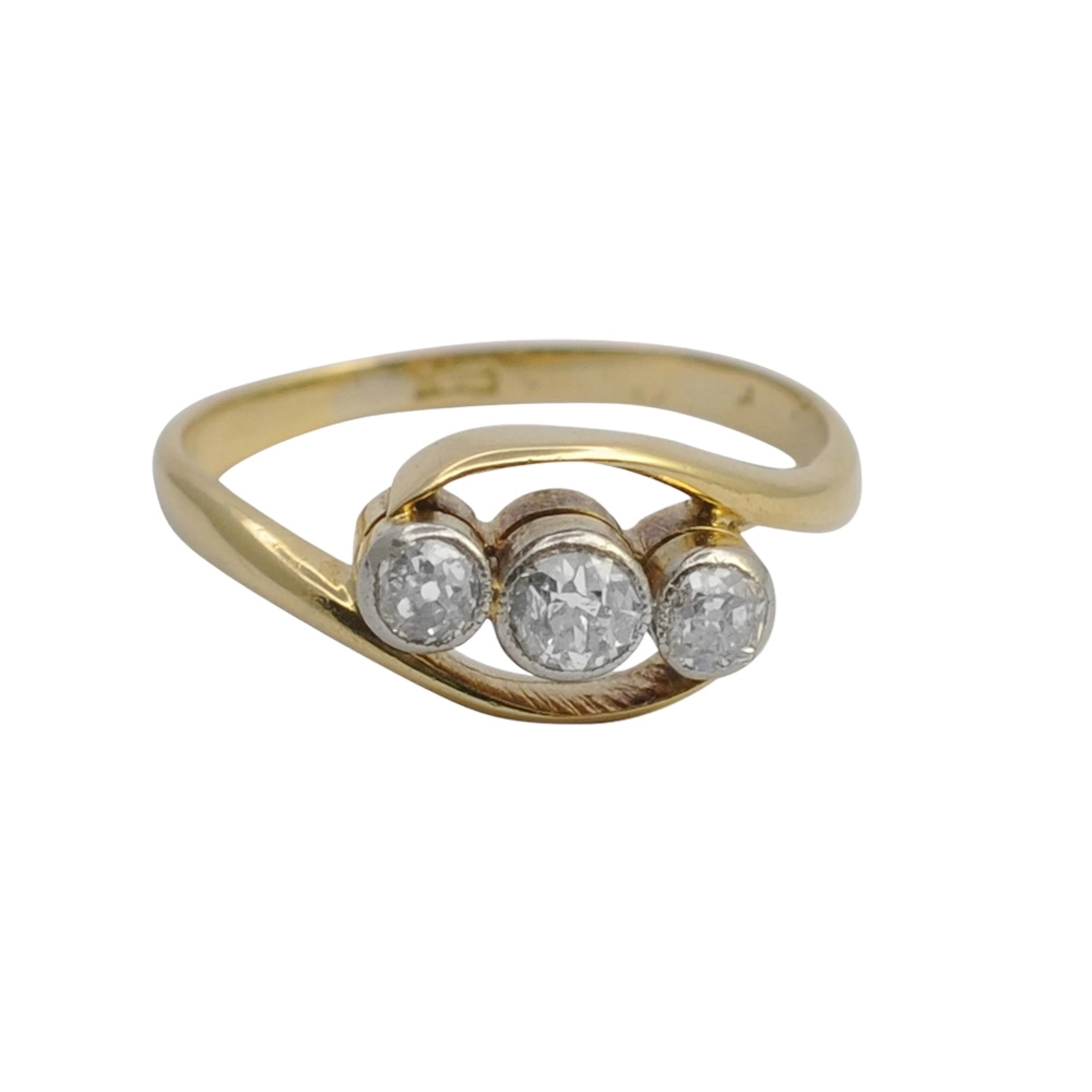 Victorian Diamond Three Stone Gold Engagement Ring
