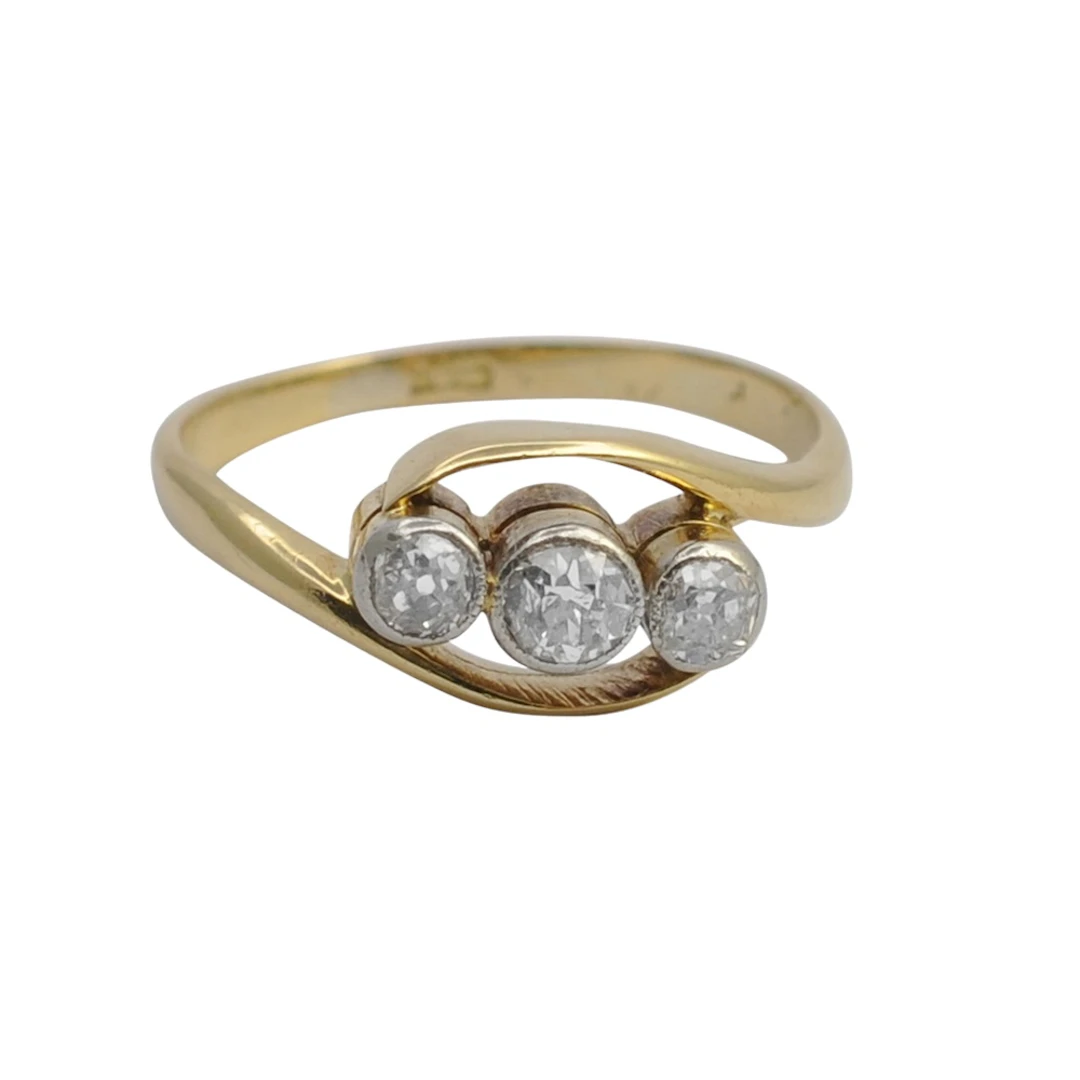 Victorian Diamond Three Stone Gold Engagement Ring