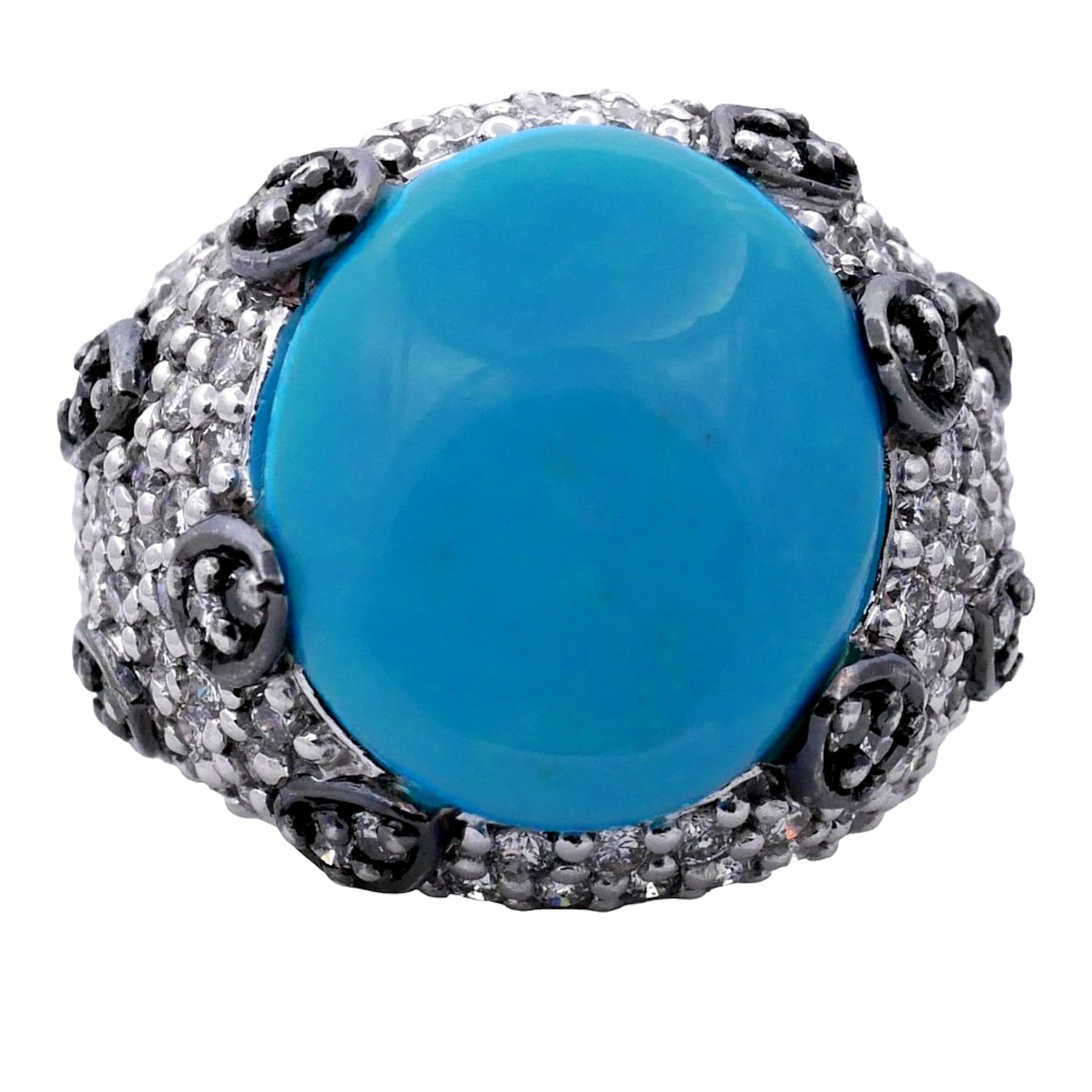 Vintage Turquoise and Diamond Gold Ring