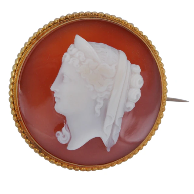 Antique Victorian Hardstone Cameo Brooch