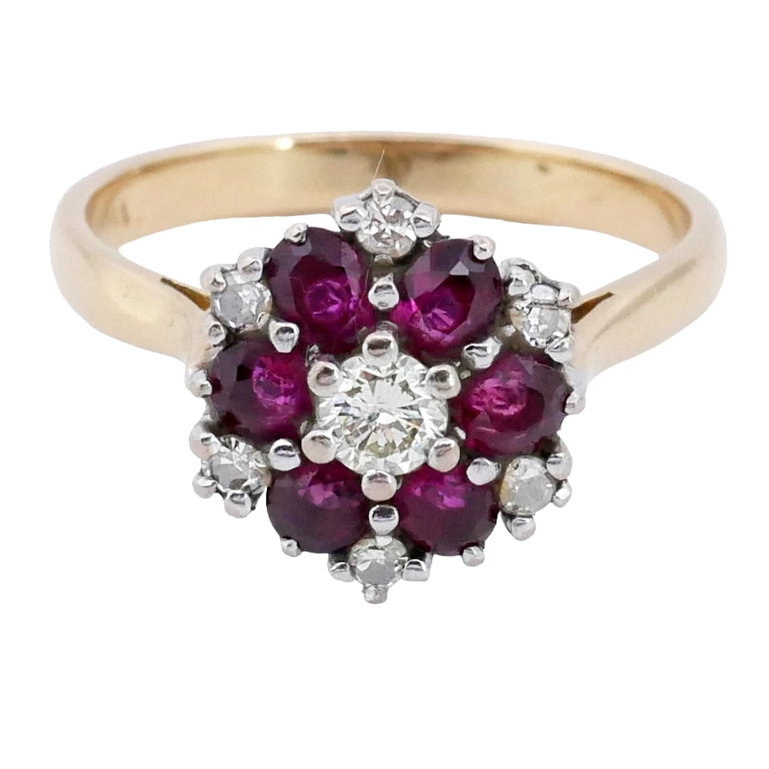 Vintage Ruby Diamond Engagement Ring
