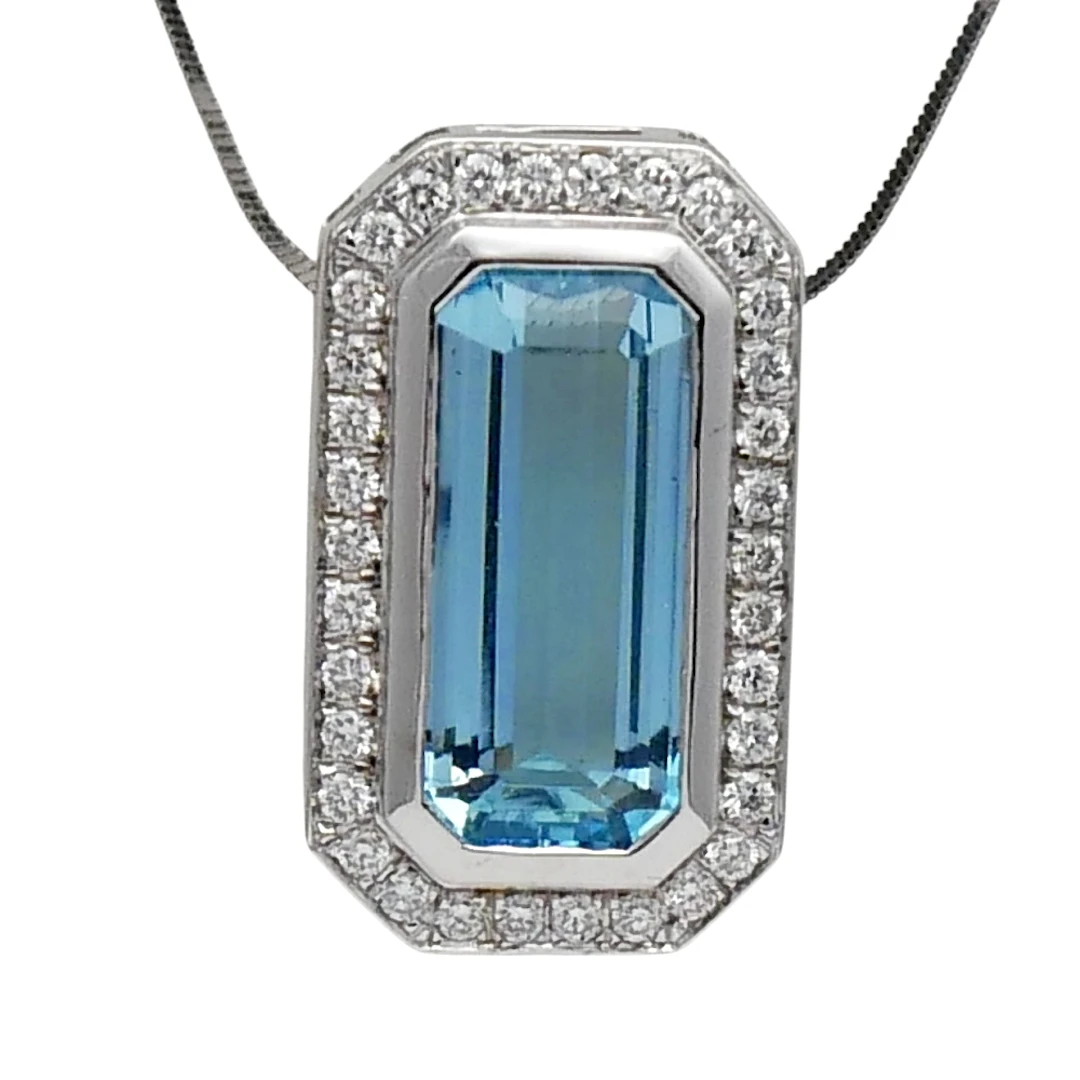 Vintage Aquamarine Diamond Pendant