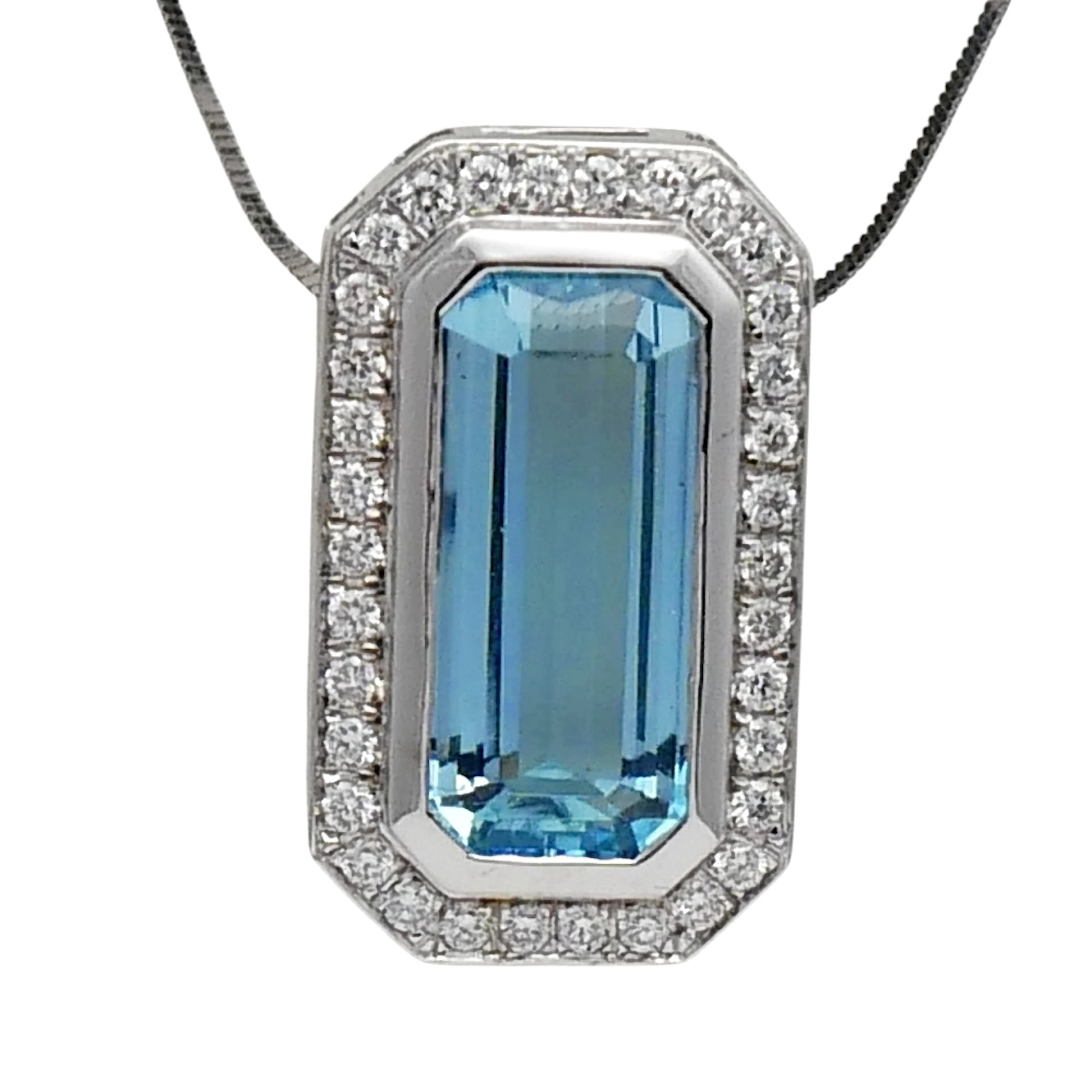 Vintage Aquamarine Diamond Pendant