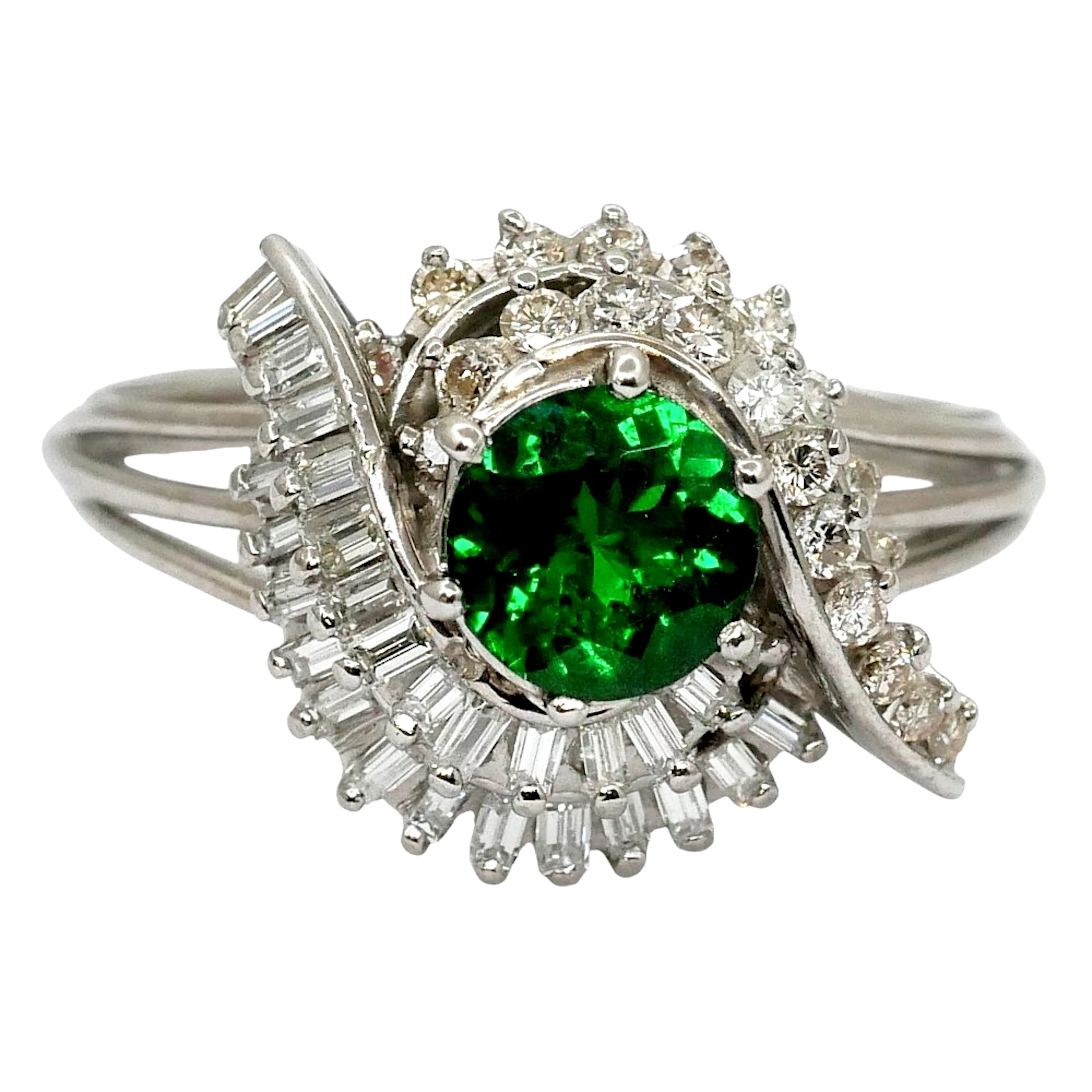 Vintage Tsavorite Diamond Gold Ring