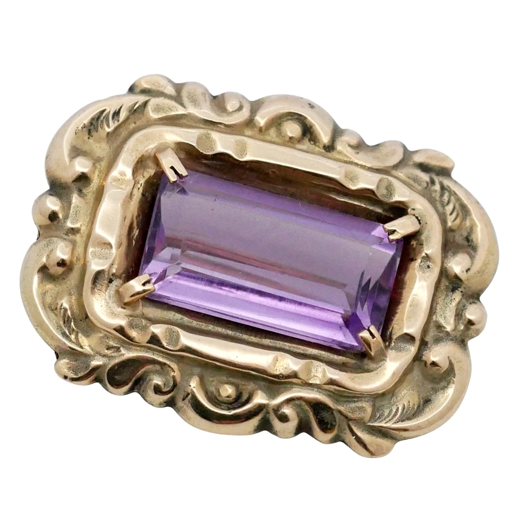 Antique Rococo Revival Amethyst Brooch