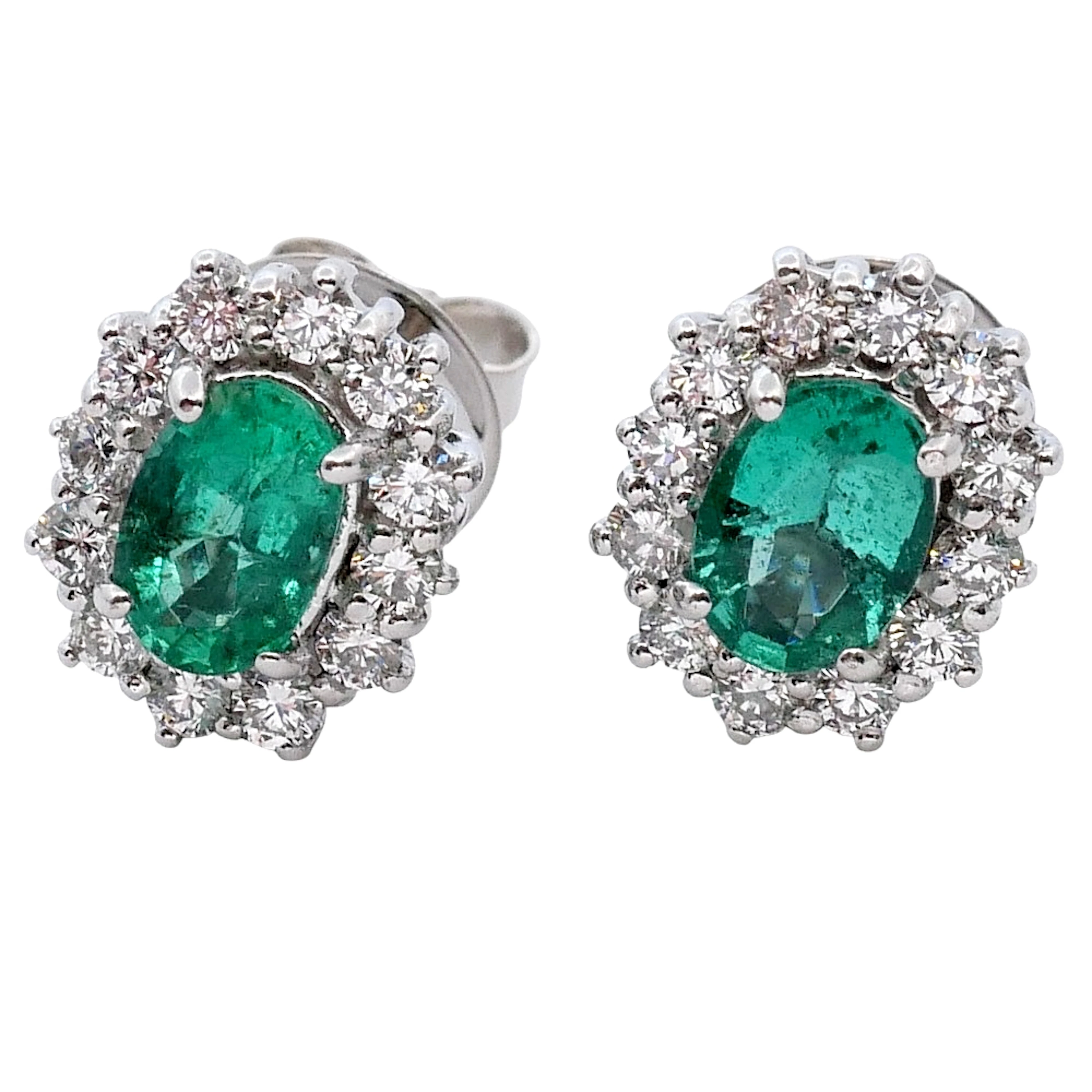 Emerald Diamond Cluster Earrings