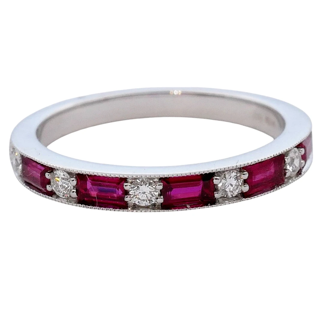 Ruby and Diamond Half Eternity Ring