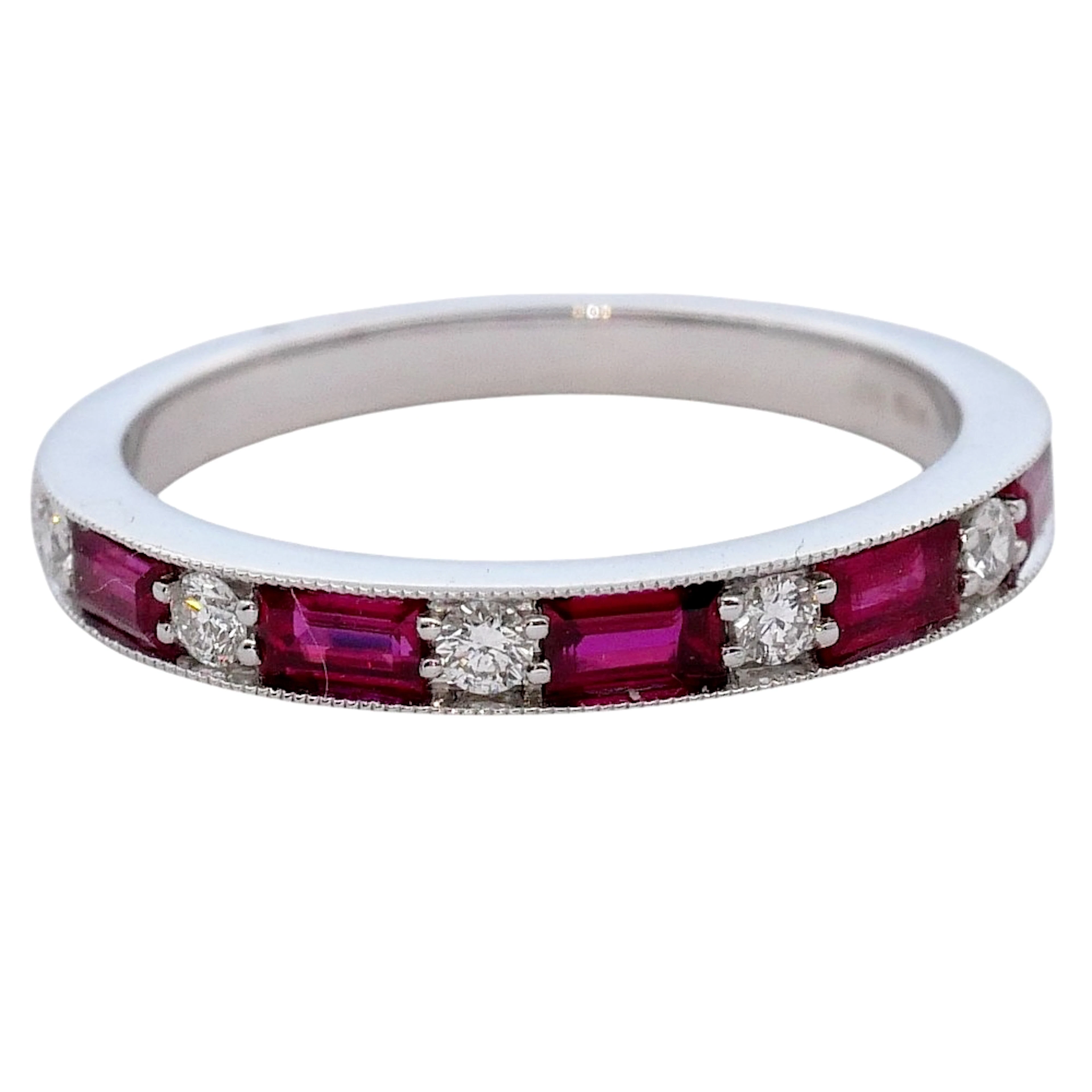 Ruby and Diamond Half Eternity Ring