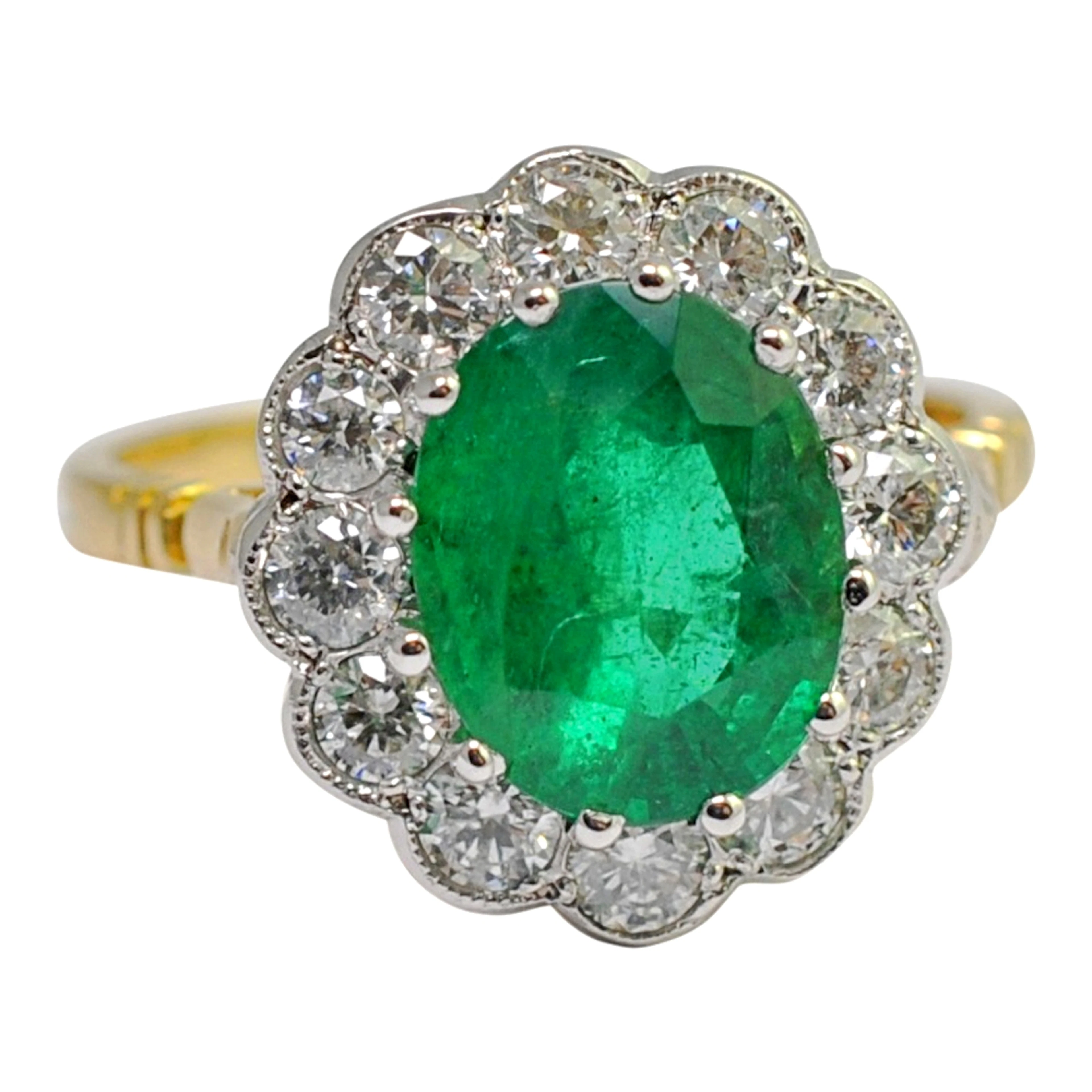 Vintage Emerald Diamond Halo Ring