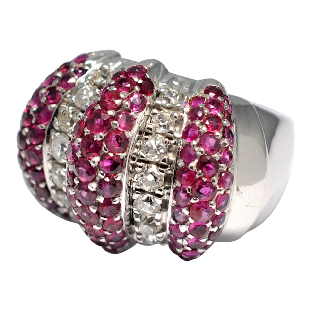 Ruby Diamond Candy Striped Cocktail Ring