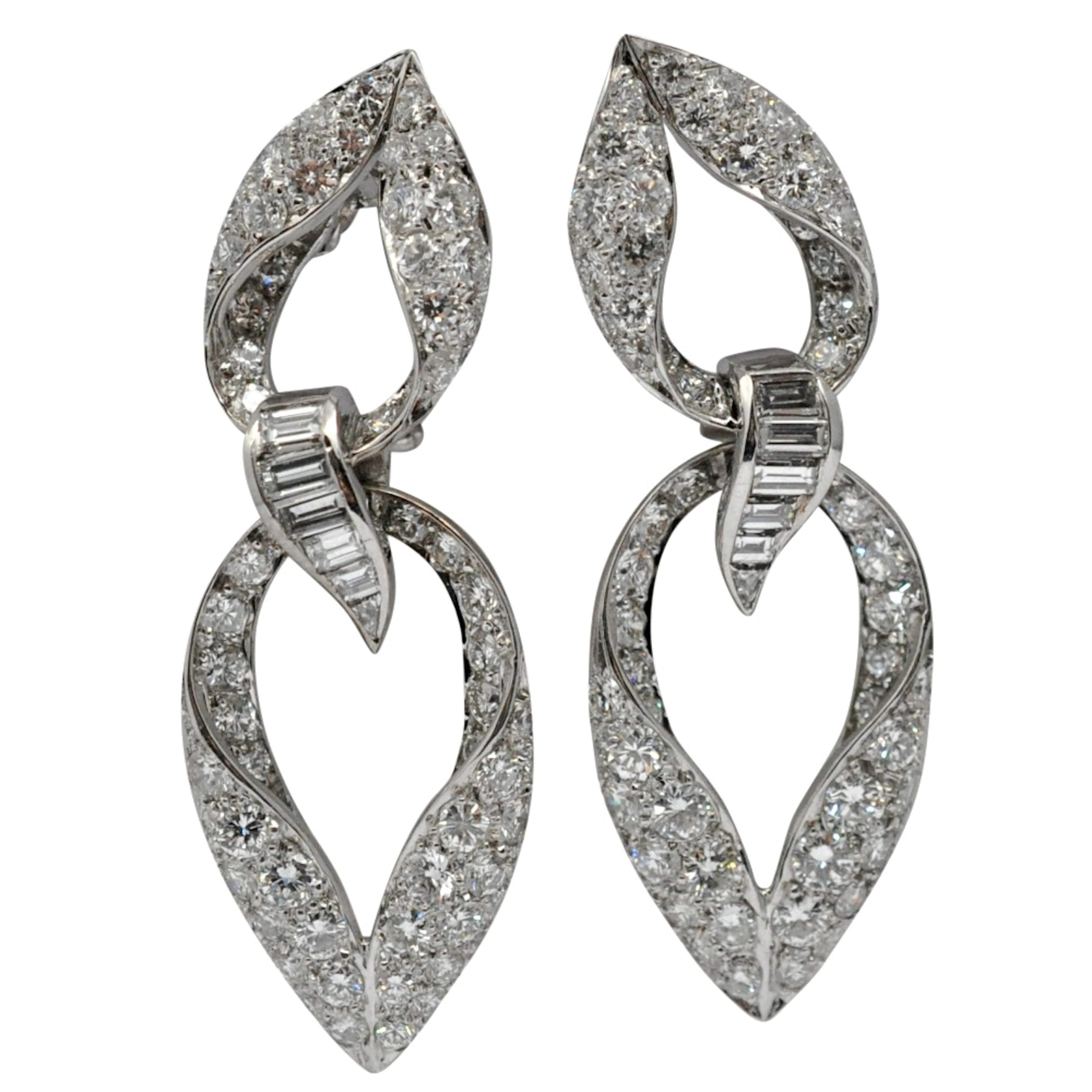 Mid Century French Diamond Ear Pendants