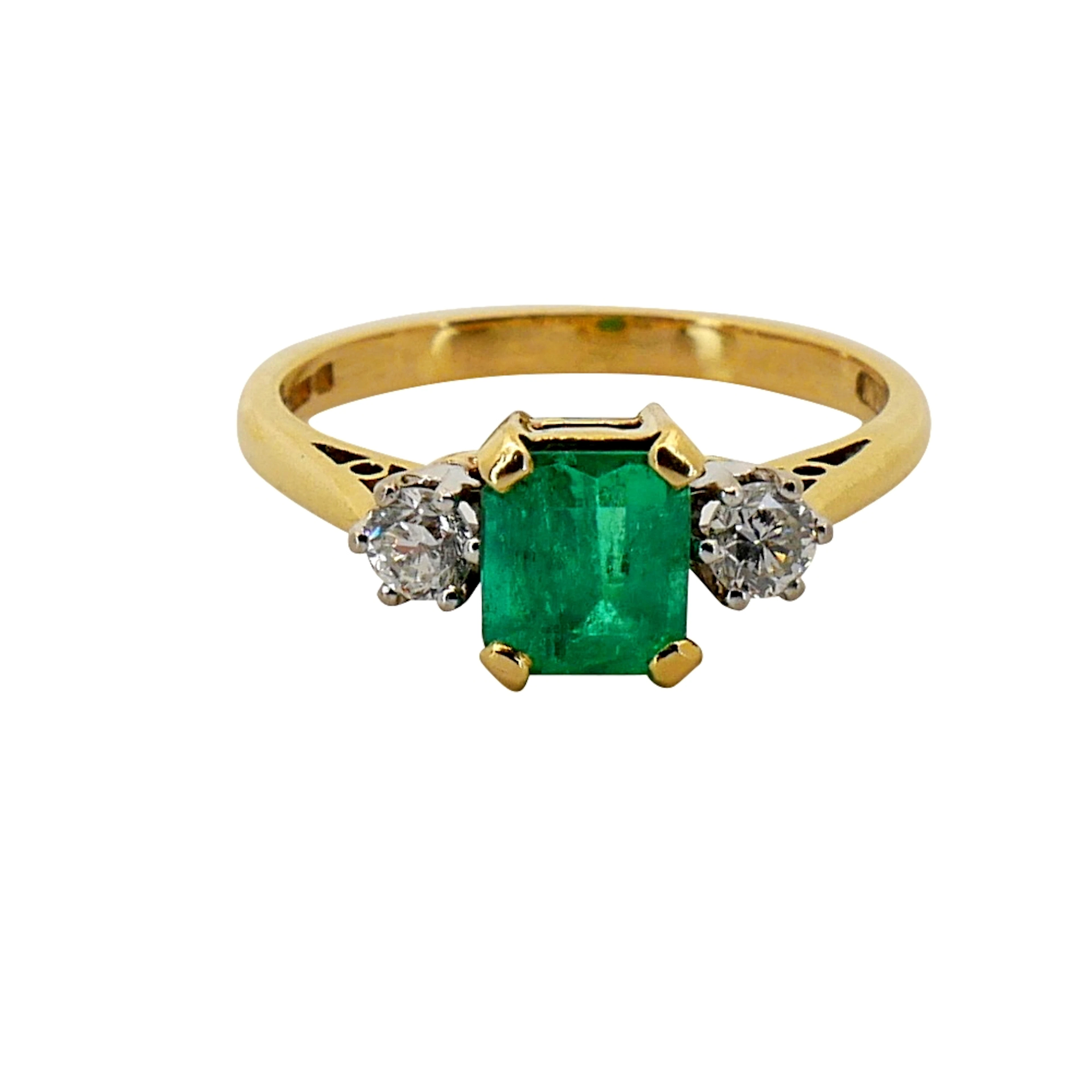Vintage Emerald Diamond Engagement Ring