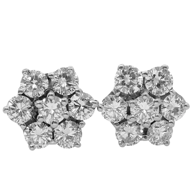 Diamond Cluster Vintage Gold Earrings