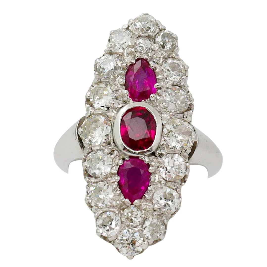 Antique French Ruby Diamond Ring