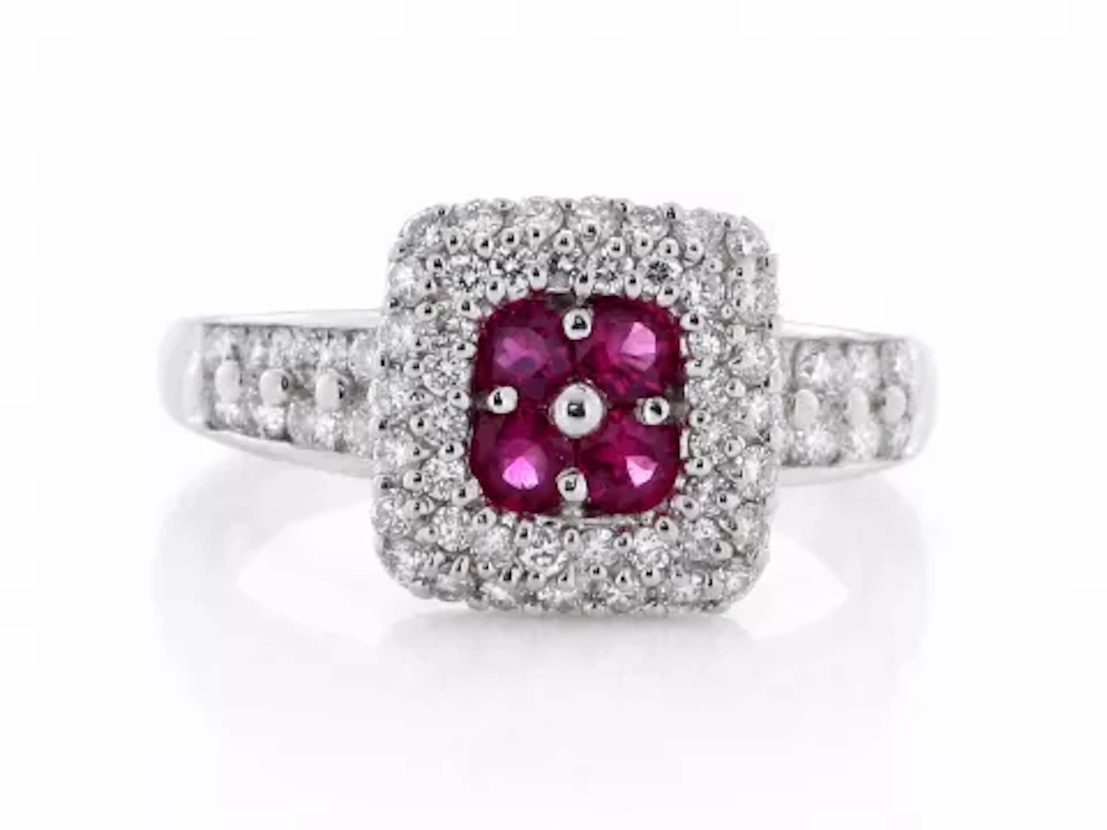 Platinum Ladies Dress Diamond And Ruby Ring (R0.41) 0.80 Carats
