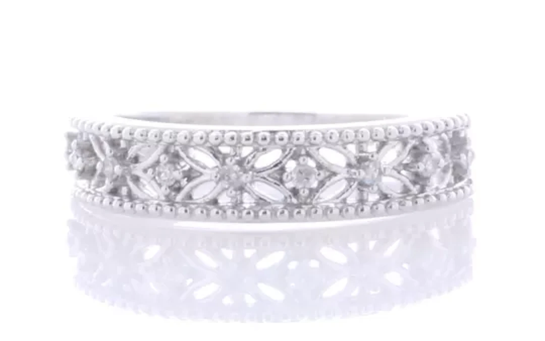 10ct White Gold Illusion Set Semi Eternity Diamond Ring 0.16 Carats