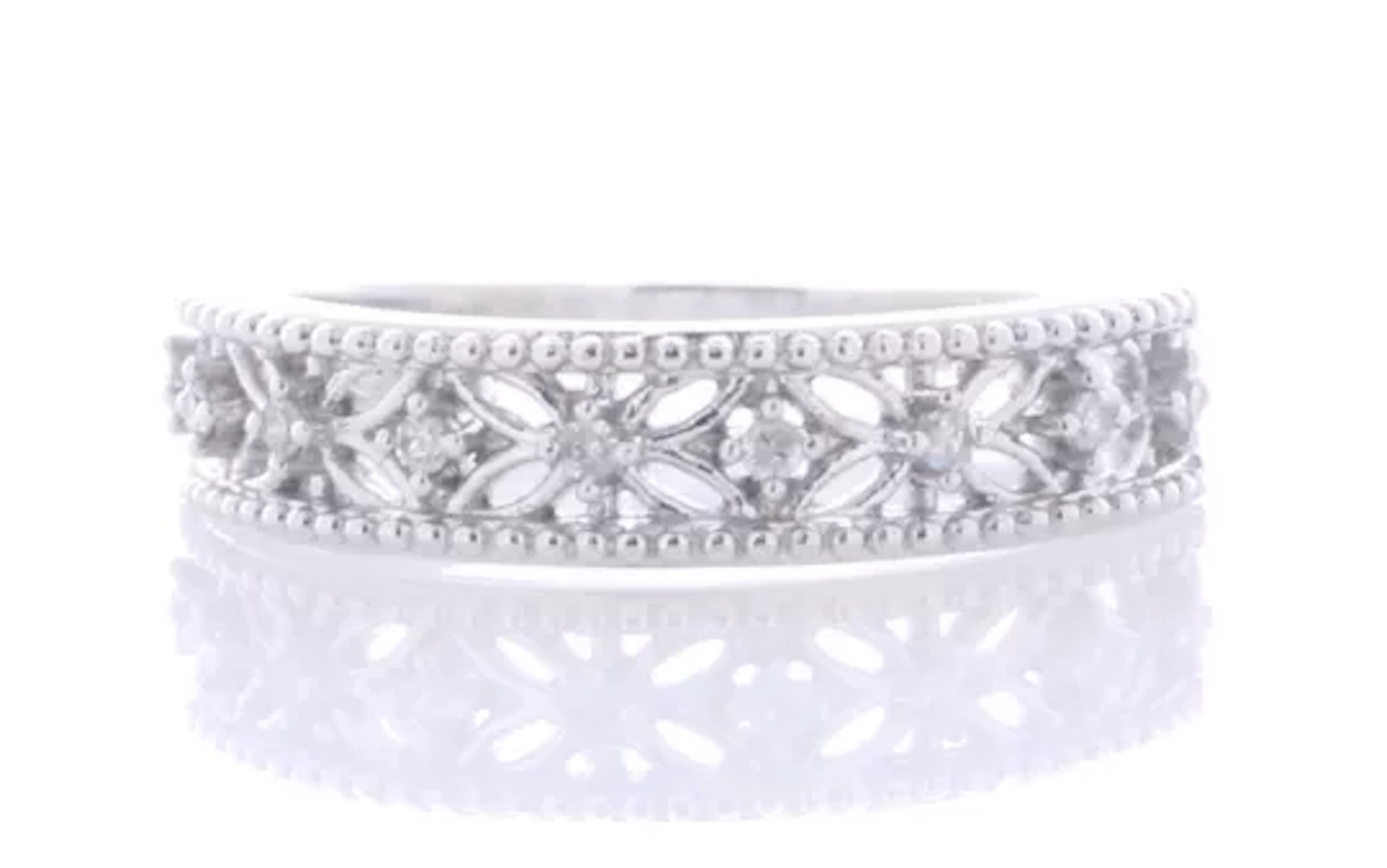10ct White Gold Illusion Set Semi Eternity Diamond Ring 0.16 Carats