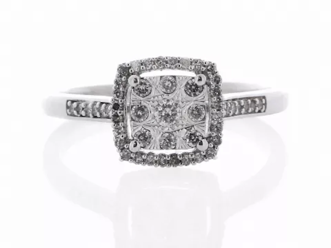 9ct White Gold Fancy Cluster Diamond Ring 0.25 Carats