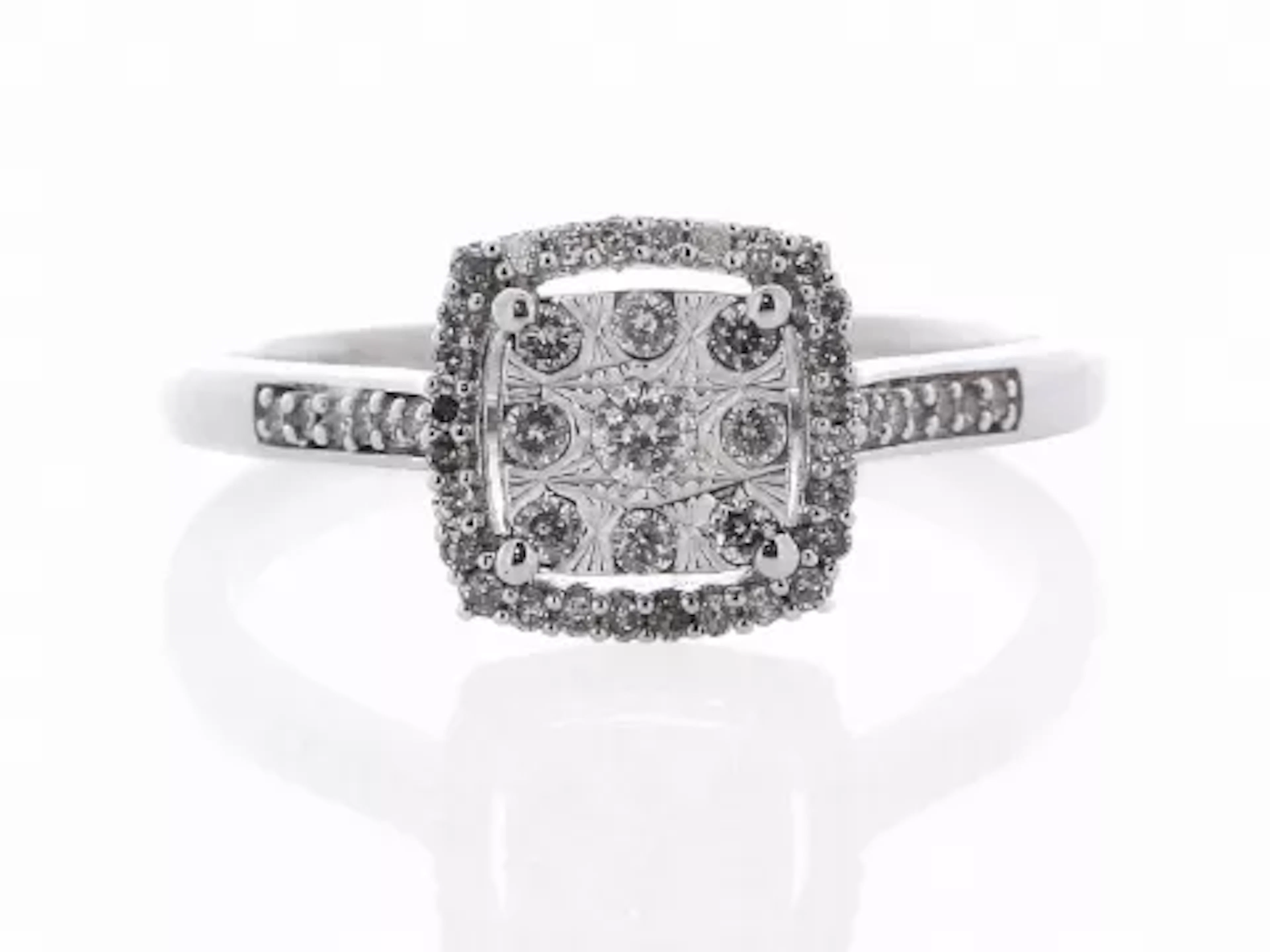 9ct White Gold Fancy Cluster Diamond Ring 0.25 Carats