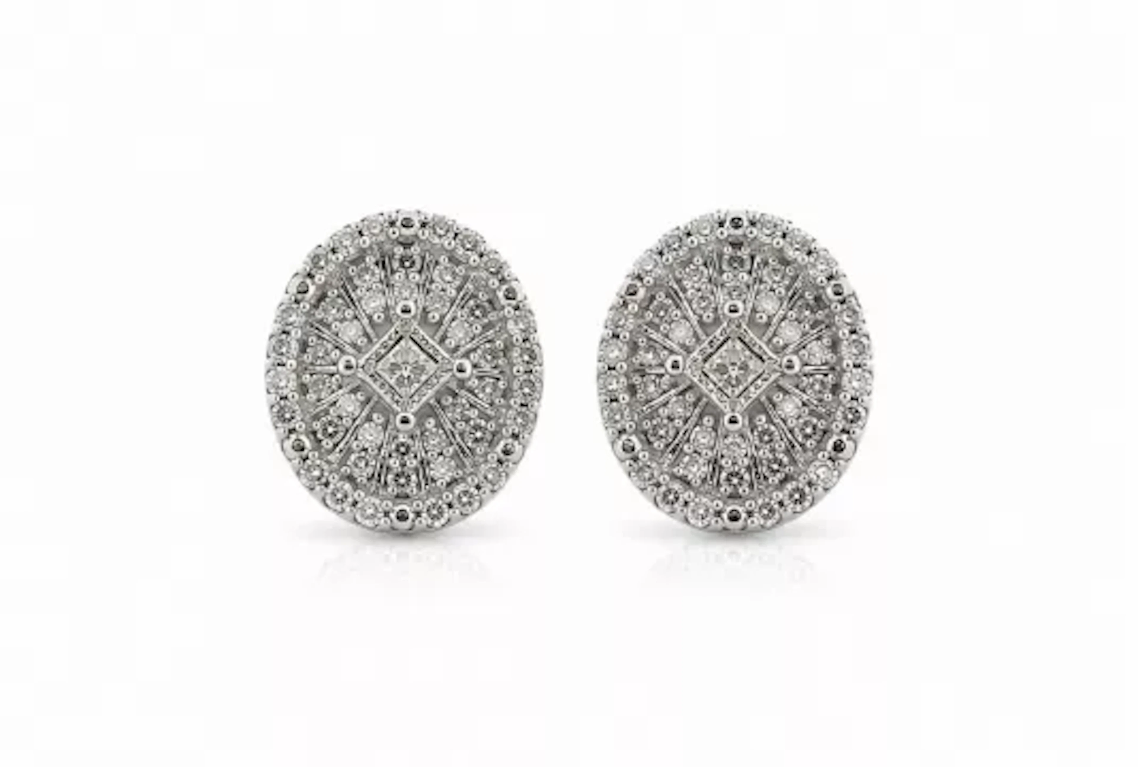 9ct White Gold Oval Cluster Diamond Stud Earring 0.25 Carats
