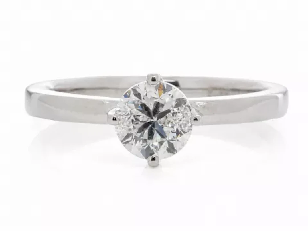 Platinum Single Stone Fancy Claw Set Diamond Ring 0.91 Carats