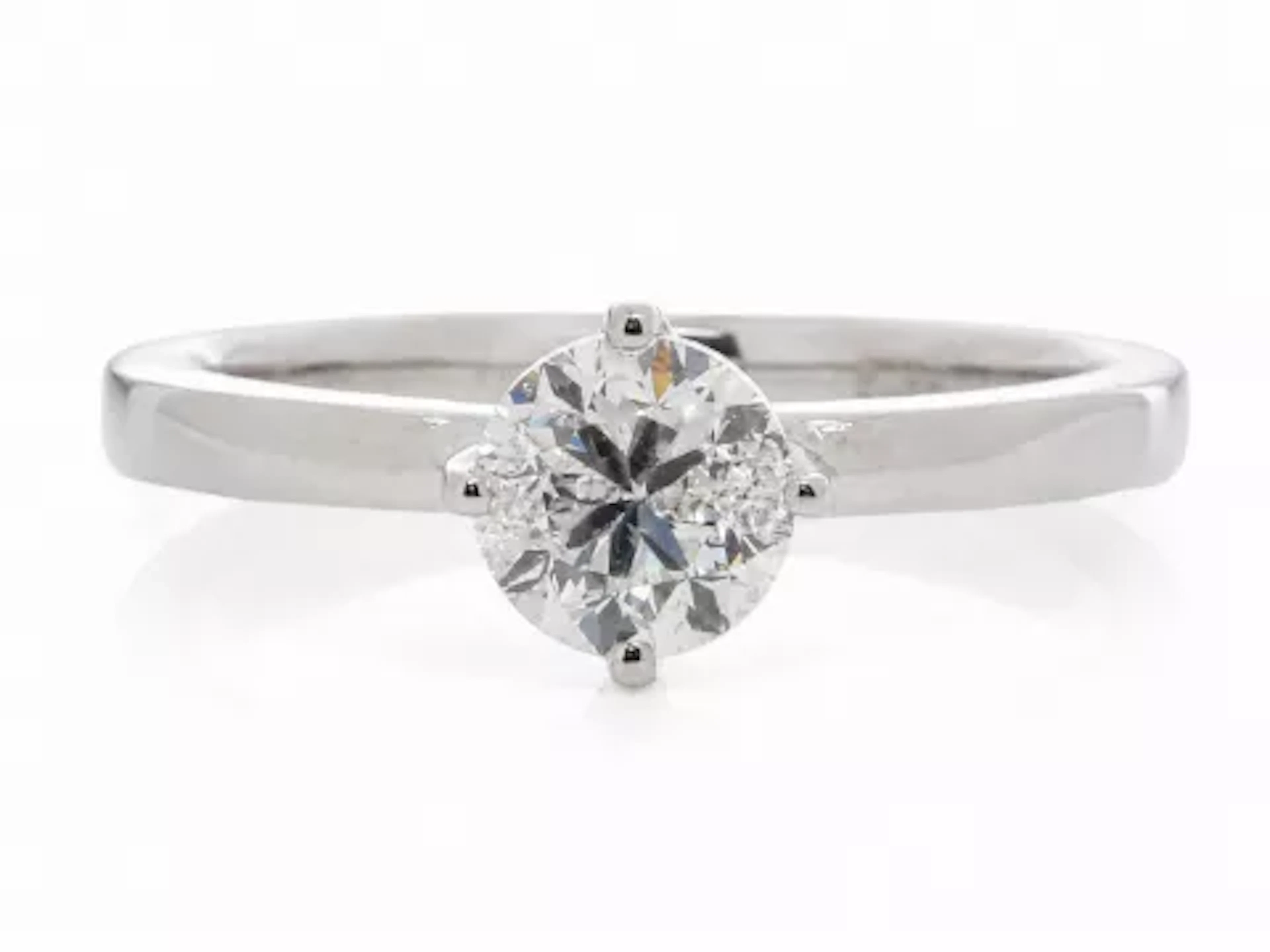 Platinum Single Stone Fancy Claw Set Diamond Ring 0.91 Carats