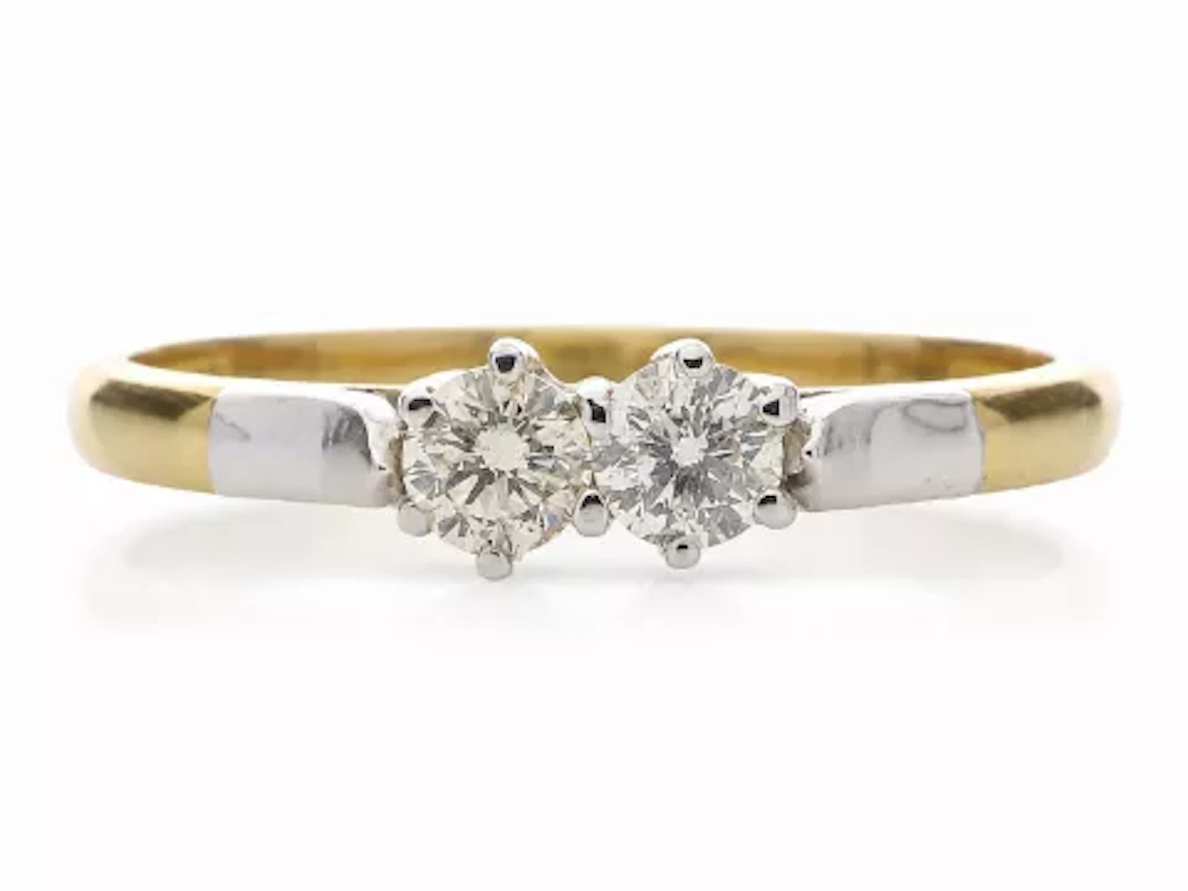 18ct Two Stone Claw Set Diamond Ring 0.33 Carats