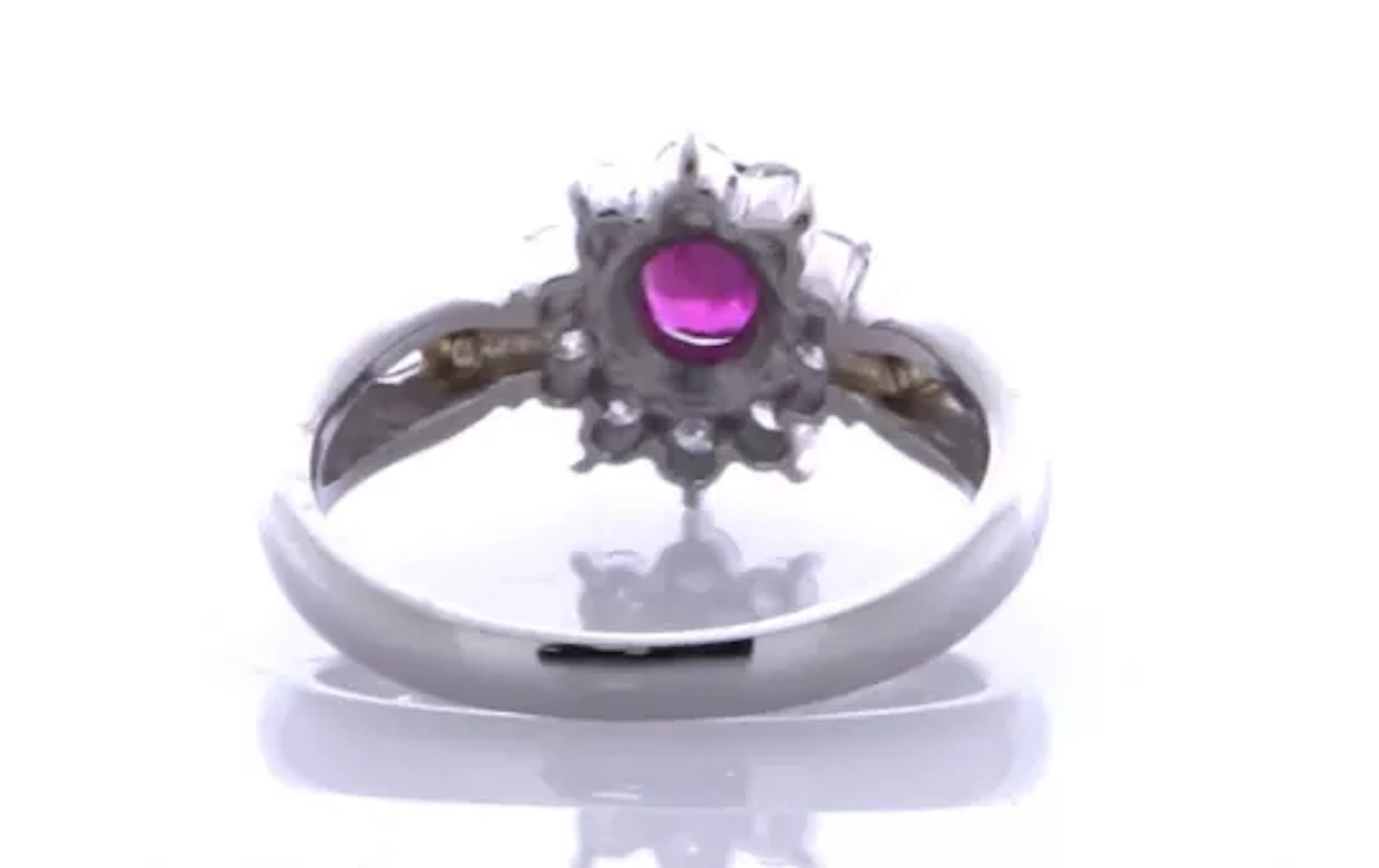 Platinum Single Stone With Halo Setting And Ruby Ring (R0.50) 0.27 Carats
