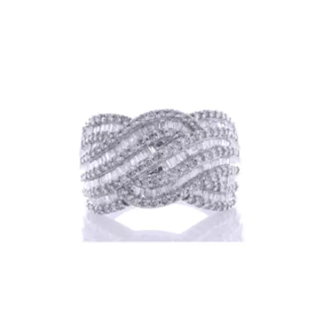 9ct White Gold Cocktail Swirl Diamond Ring 1.00 Carats