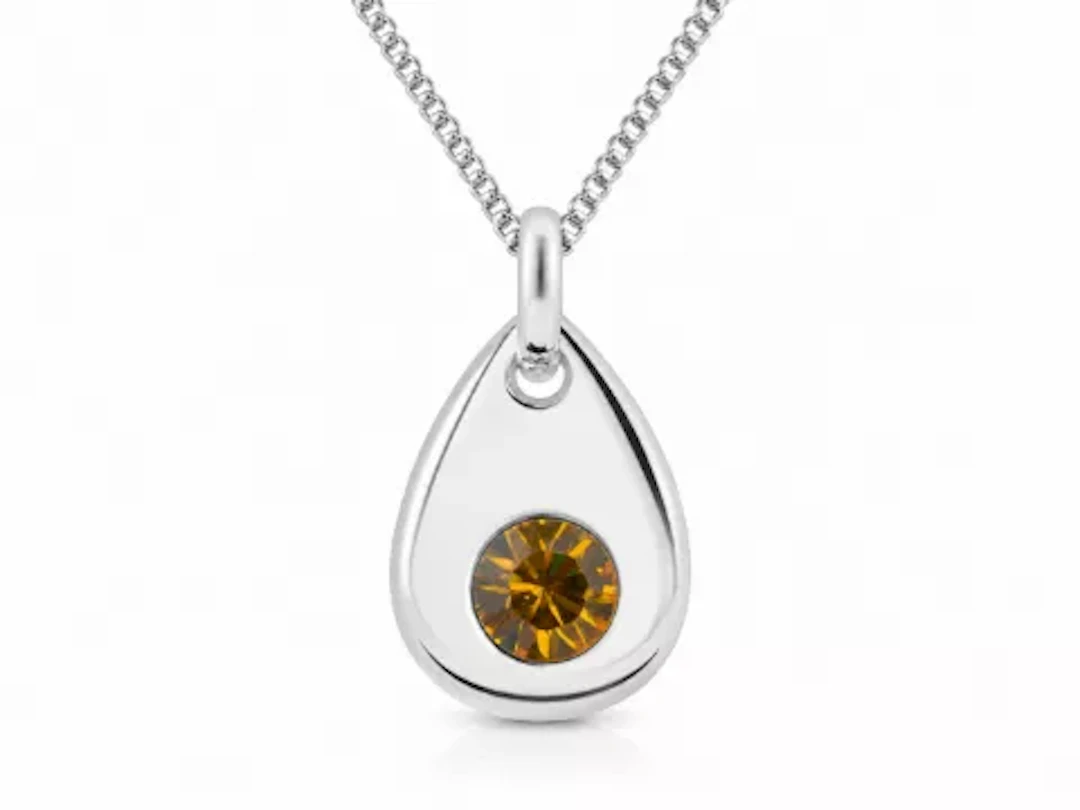 Sterling Silver Pendant November Birthstone 4mm Topaz Crystal
