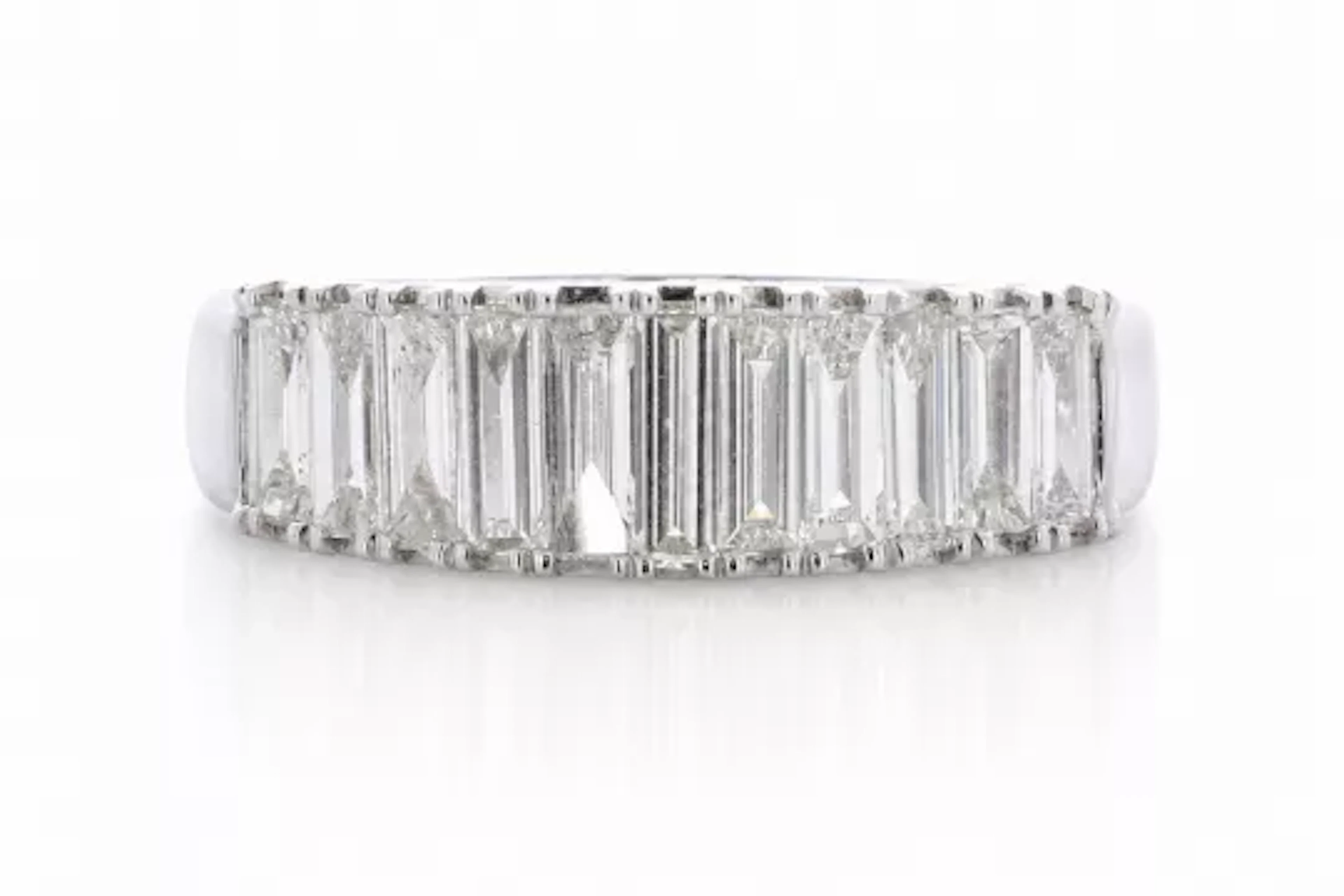 18ct White Gold Semi Eternity Baguette Cut Diamond Ring 1.08 Carats