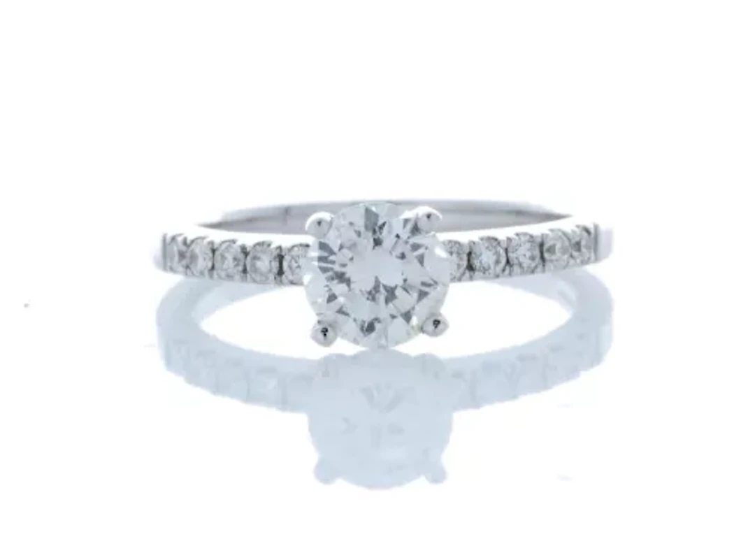 18ct White Gold Single Stone Prong Set With Stone Set Shoulders Diamond