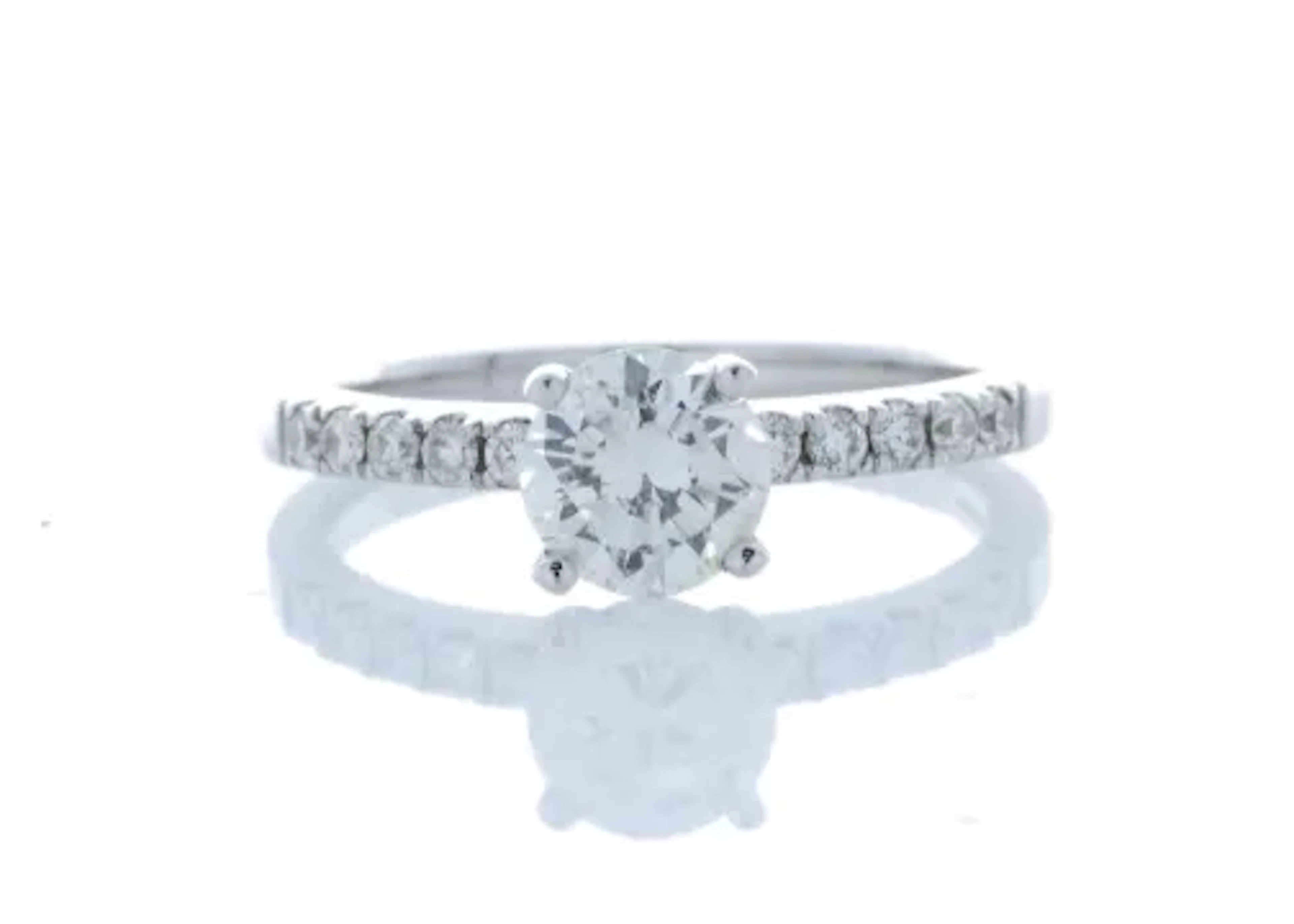 18ct White Gold Single Stone Prong Set With Stone Set Shoulders Diamond