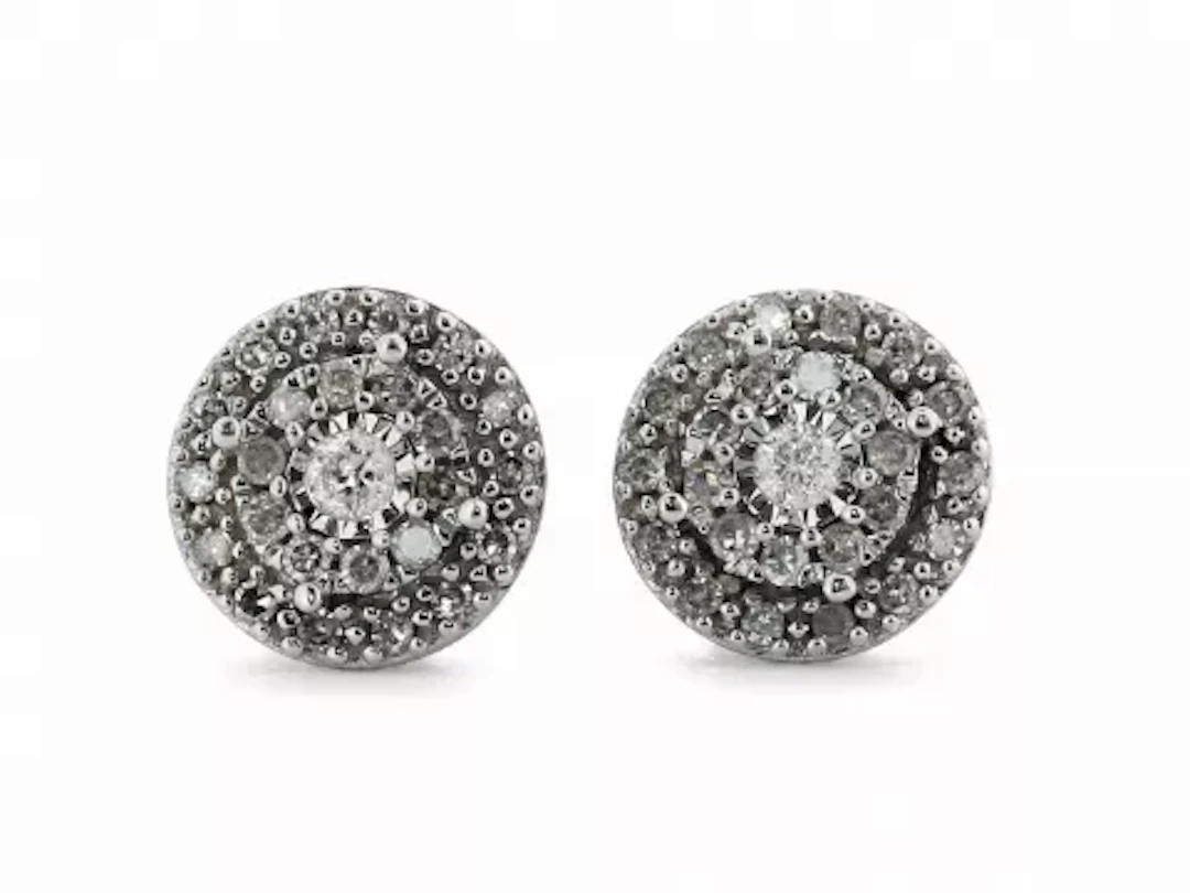 14ct White Gold Diamond Round Cluster Stud Earring 0.25 Carats