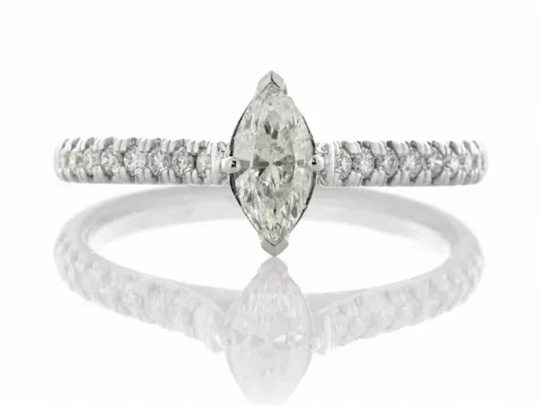 18ct White Gold Marquise Cut Diamond Ring (0.38) 0.62 Carats