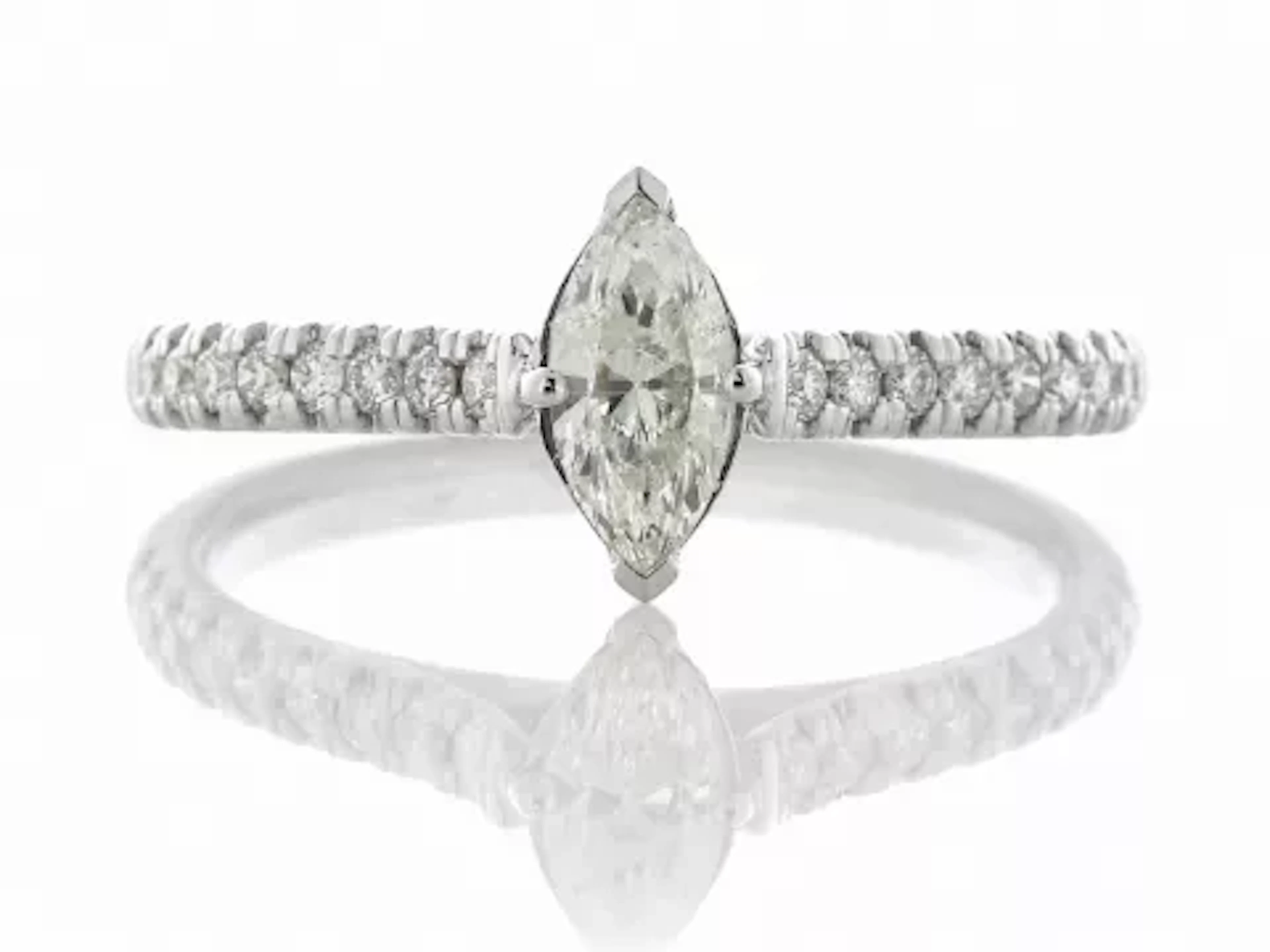 18ct White Gold Marquise Cut Diamond Ring (0.38) 0.62 Carats