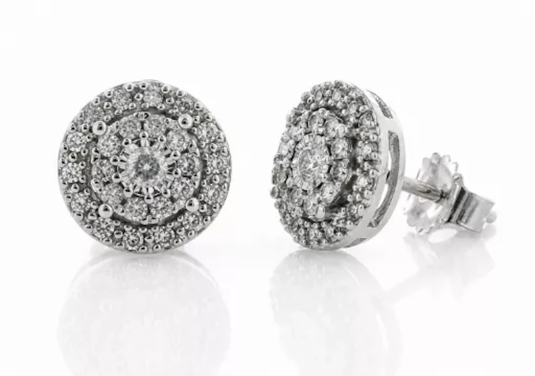 14ct White Gold Diamond Cluster Stud Earring 0.25 Carats