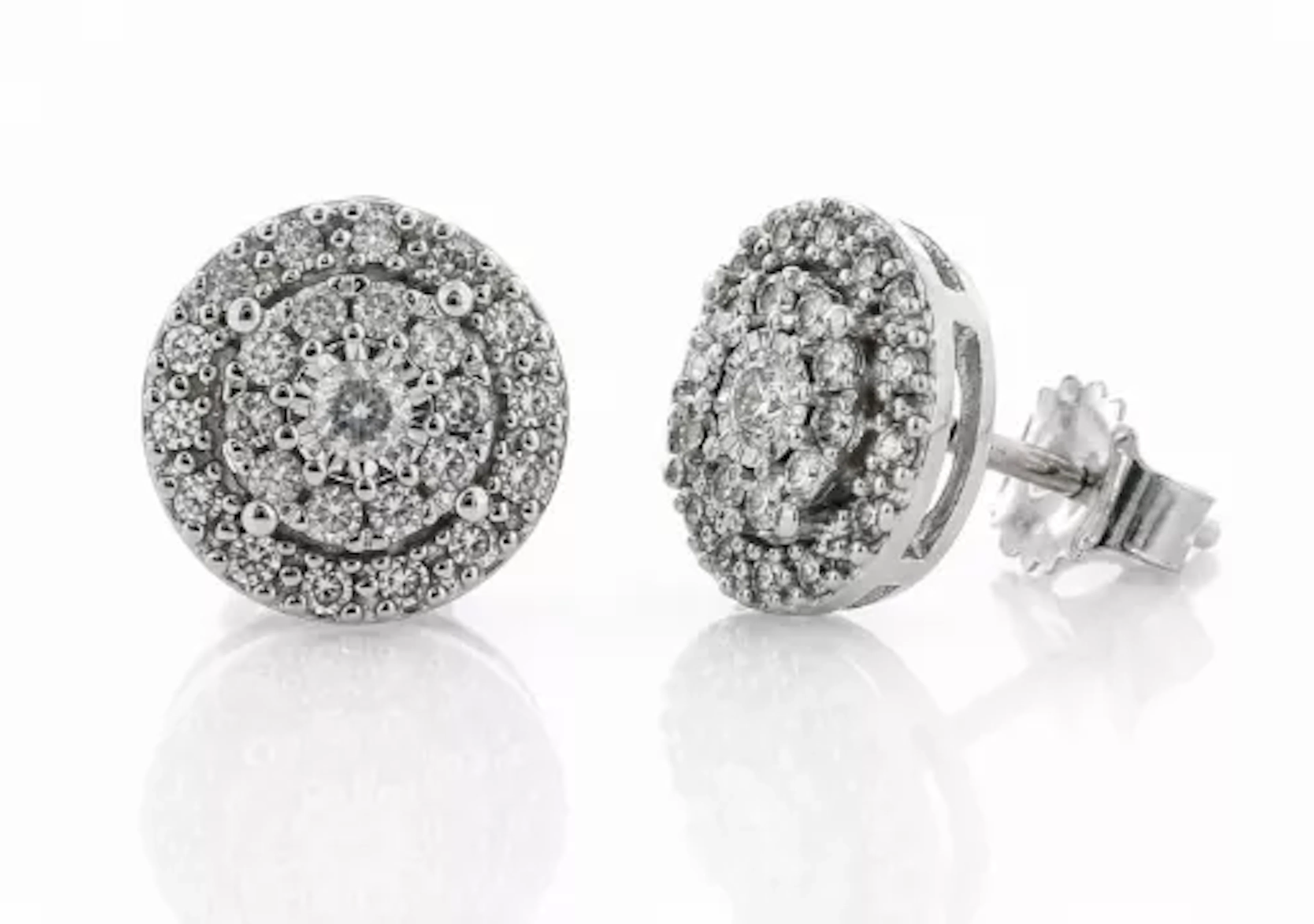 14ct White Gold Diamond Cluster Stud Earring 0.25 Carats