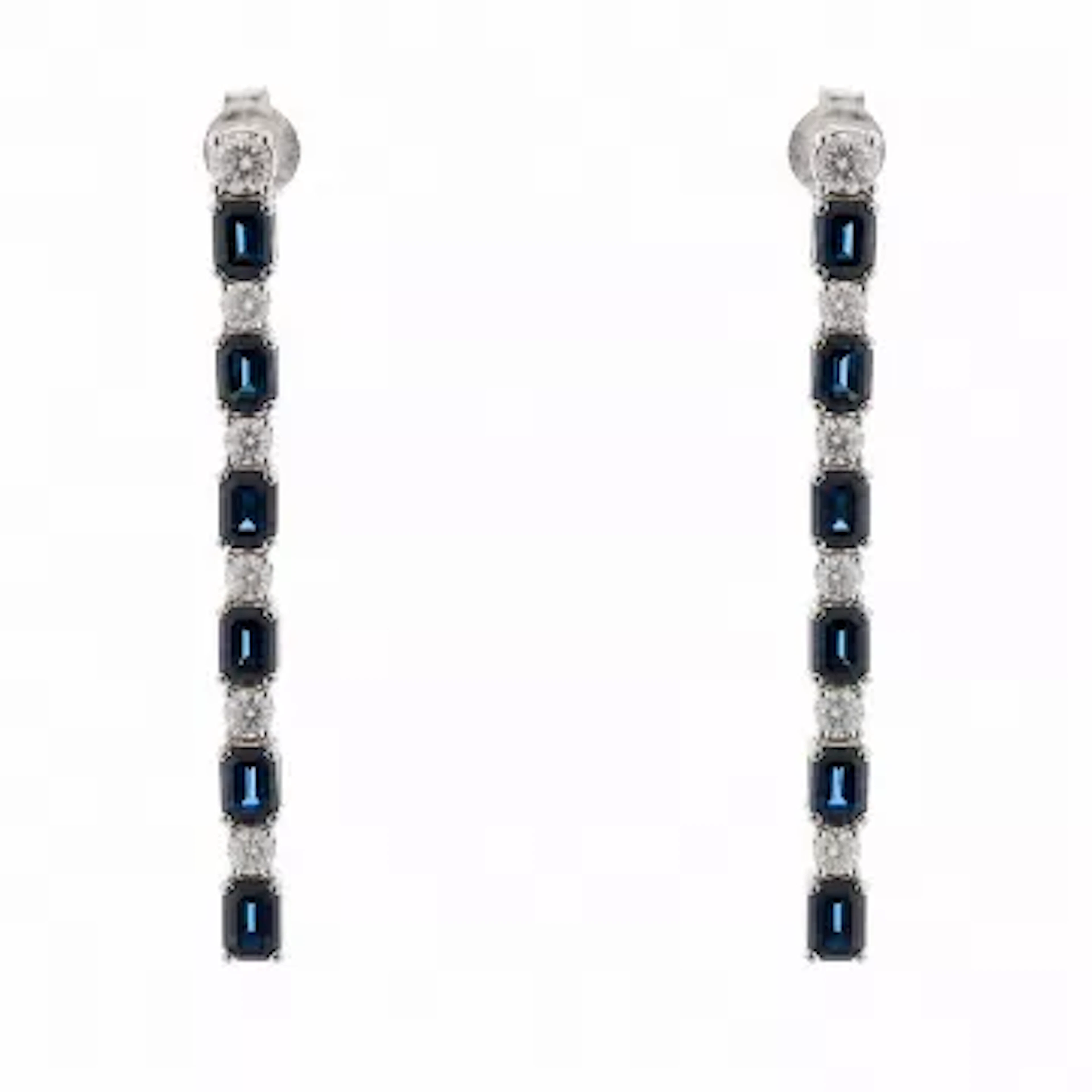 14ct White Gold Diamond And Sapphire Earrings (S1.00) 0.75 Carats