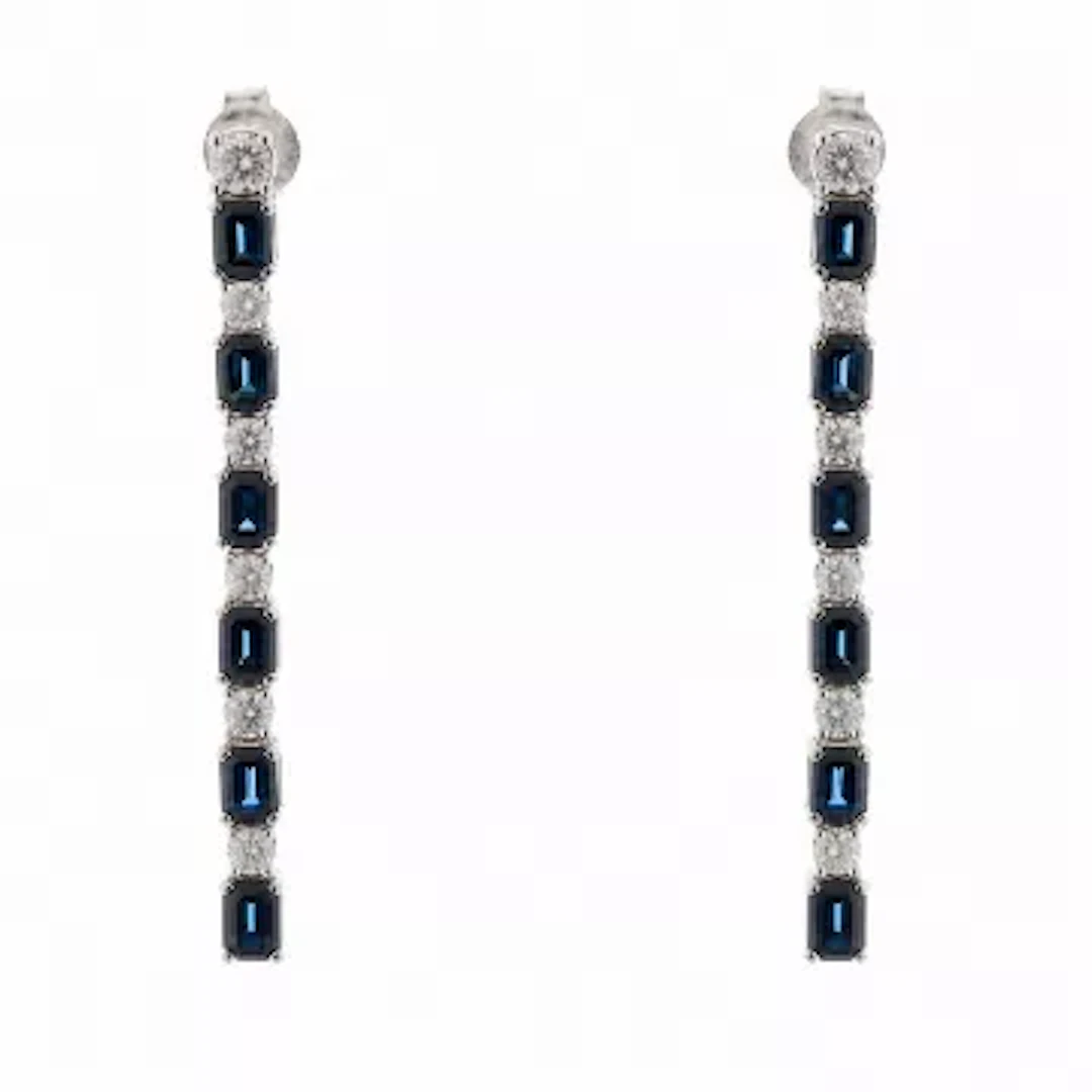 14ct White Gold Diamond And Sapphire Earrings (S1.00) 0.75 Carats