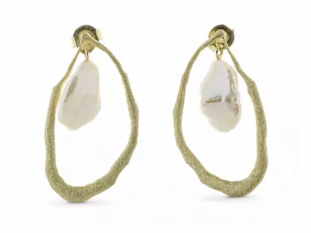 Gold Plated Silver Freshwater Cultured Pearl Earrings